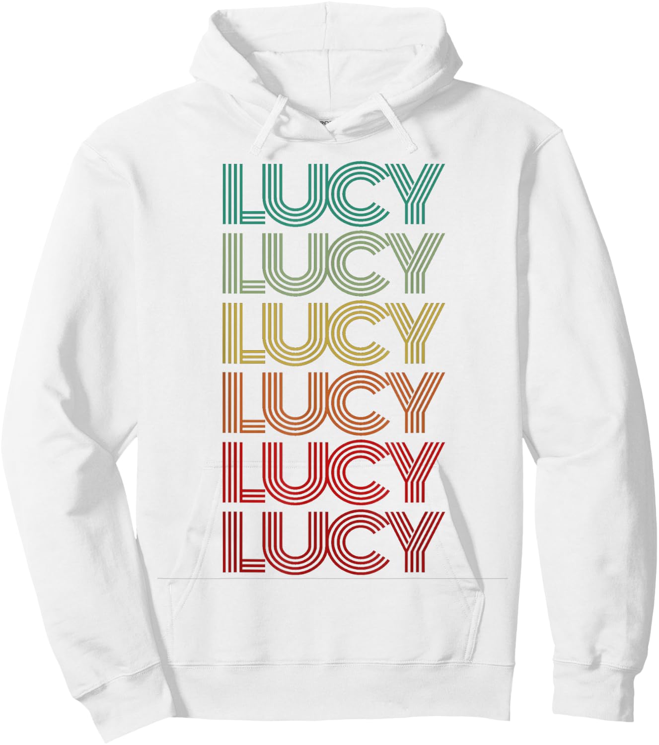 First Name LUCY Girl Retro Personalized Groovy 60s Birthday Hoodie - Hoodie | White