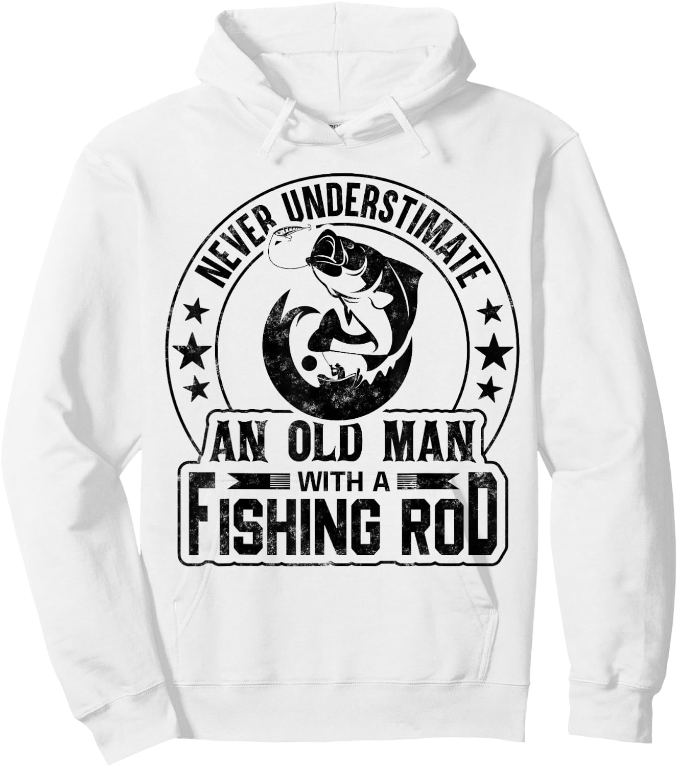 Never Underestimate an Old Man with a Fishing Rod Funny Hoodie - Hoodie | White