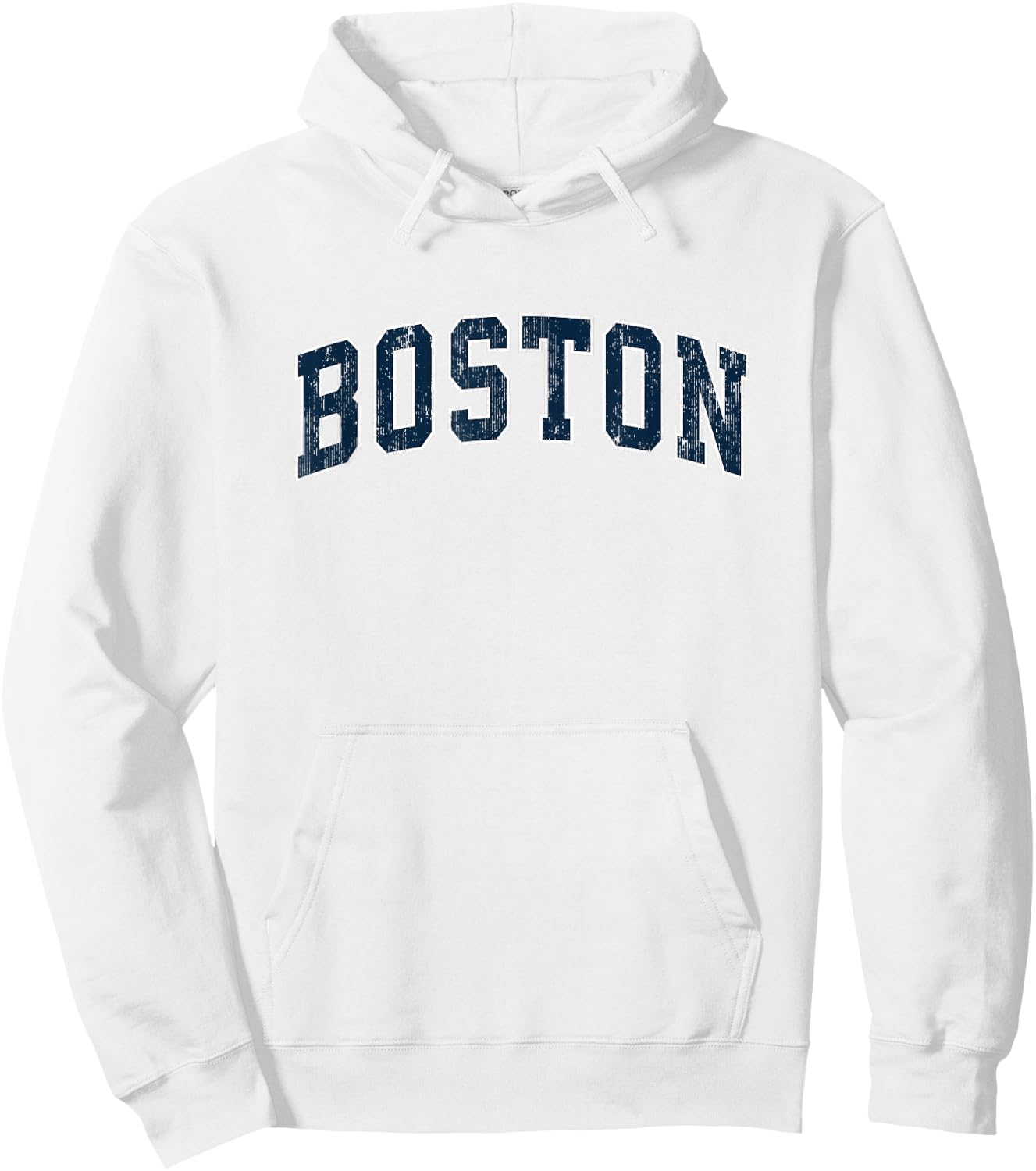 Boston Massachusetts MA Vintage Sports Design Navy Design Hoodie - Hoodie | White