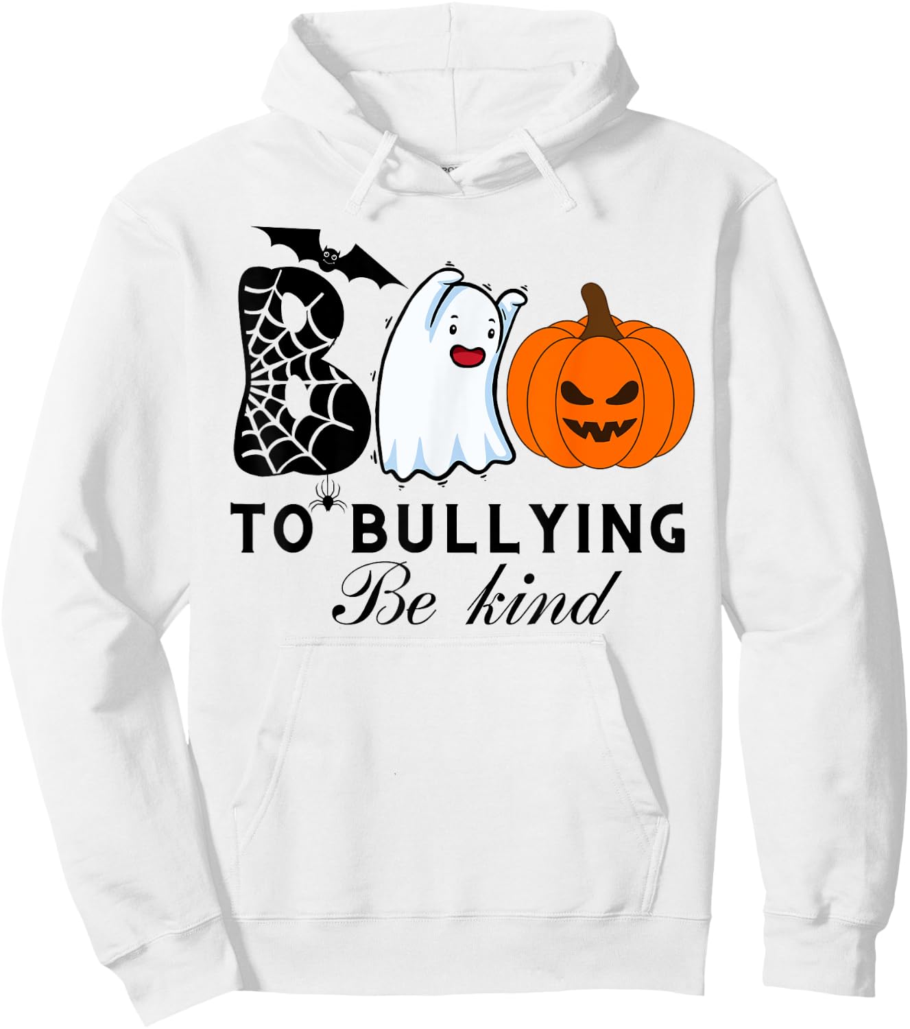 boo to bullying ghost cute unity day orange Halloween b kind Hoodie - Hoodie | White