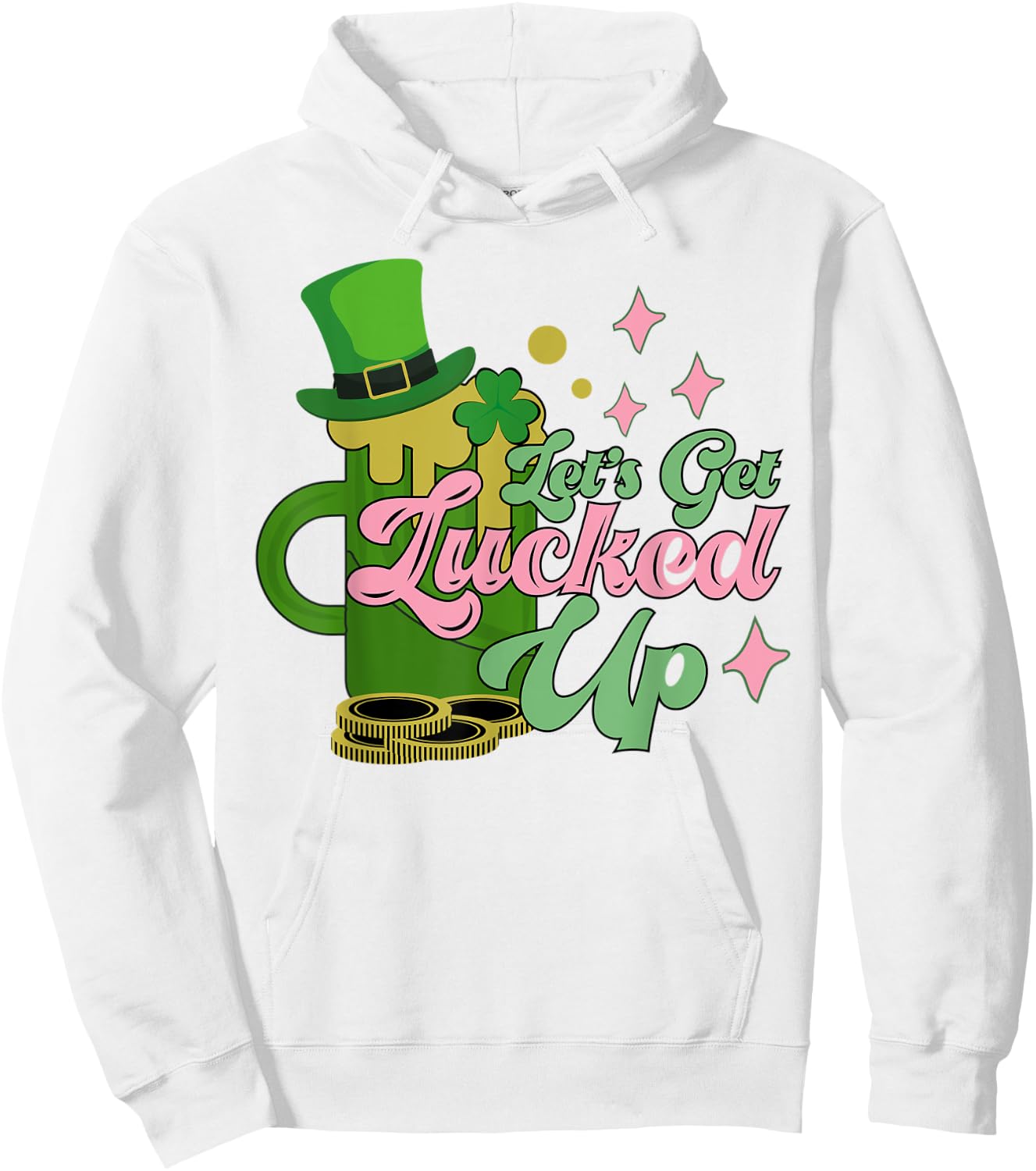 Let's Get Lucked Up Funny Retro St. Patrick's Day Hoodie - Hoodie | White