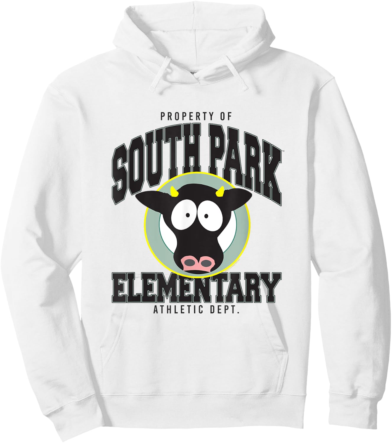 South Park Elementary Cow School Logo and Mascot Cartoon Hoodie - Hoodie | White