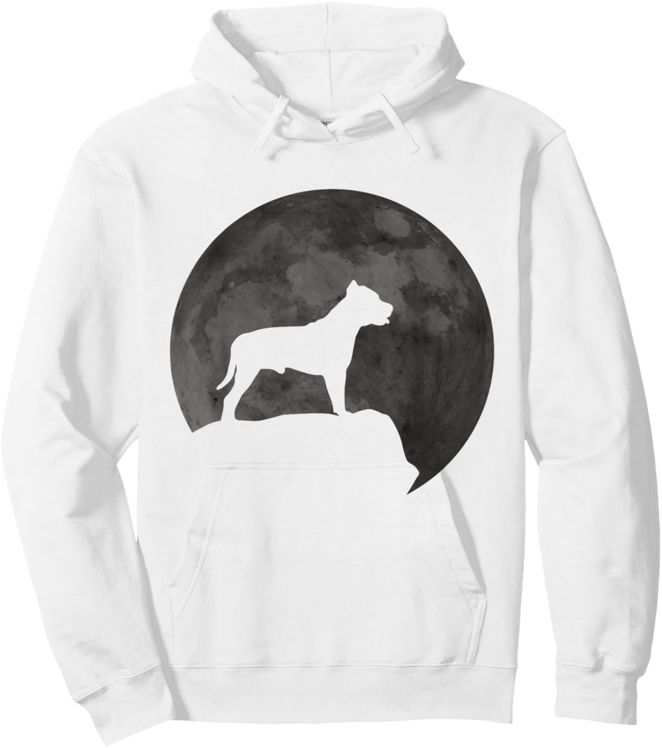 Moon And Dog Silhouette - Pitbull Hoodie - Hoodie | White
