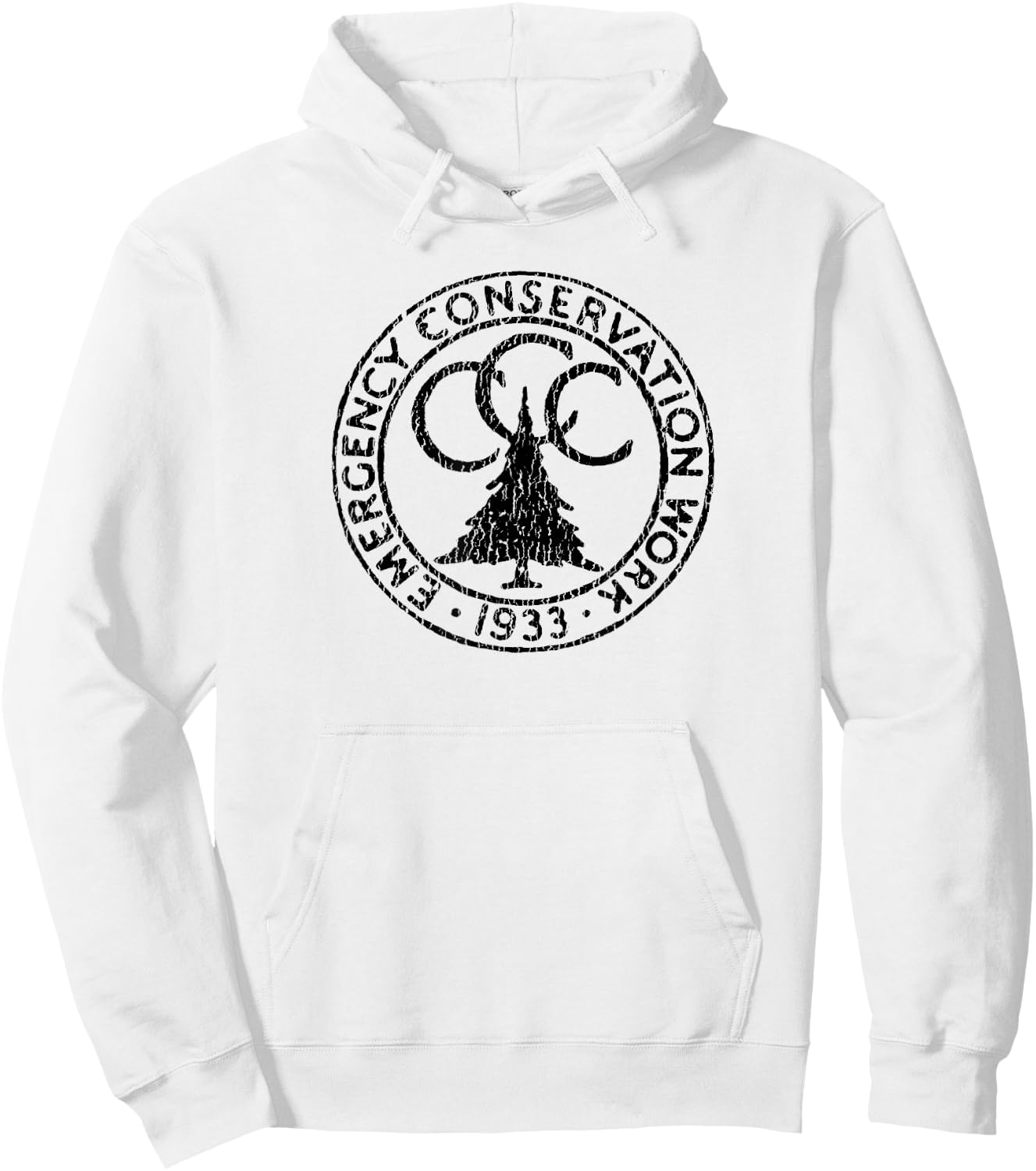 Giant Step Design Co. Civilian Conservation Corps CCC Logo Retro Distressed Hoodie - Hoodie | White