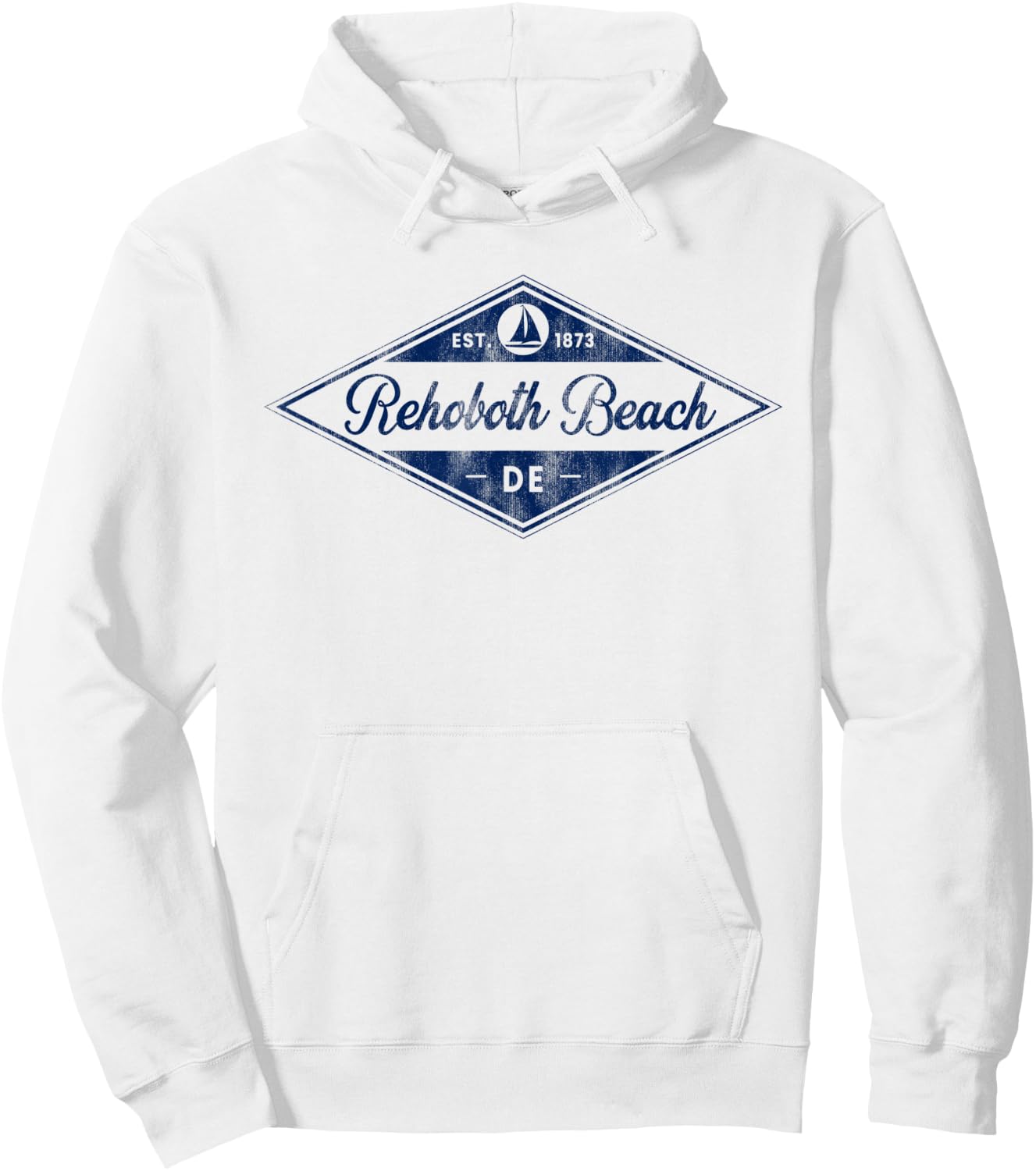 Vintage Rehoboth Beach, DE Boating Established 1873 Souvenir Hoodie - Hoodie | White