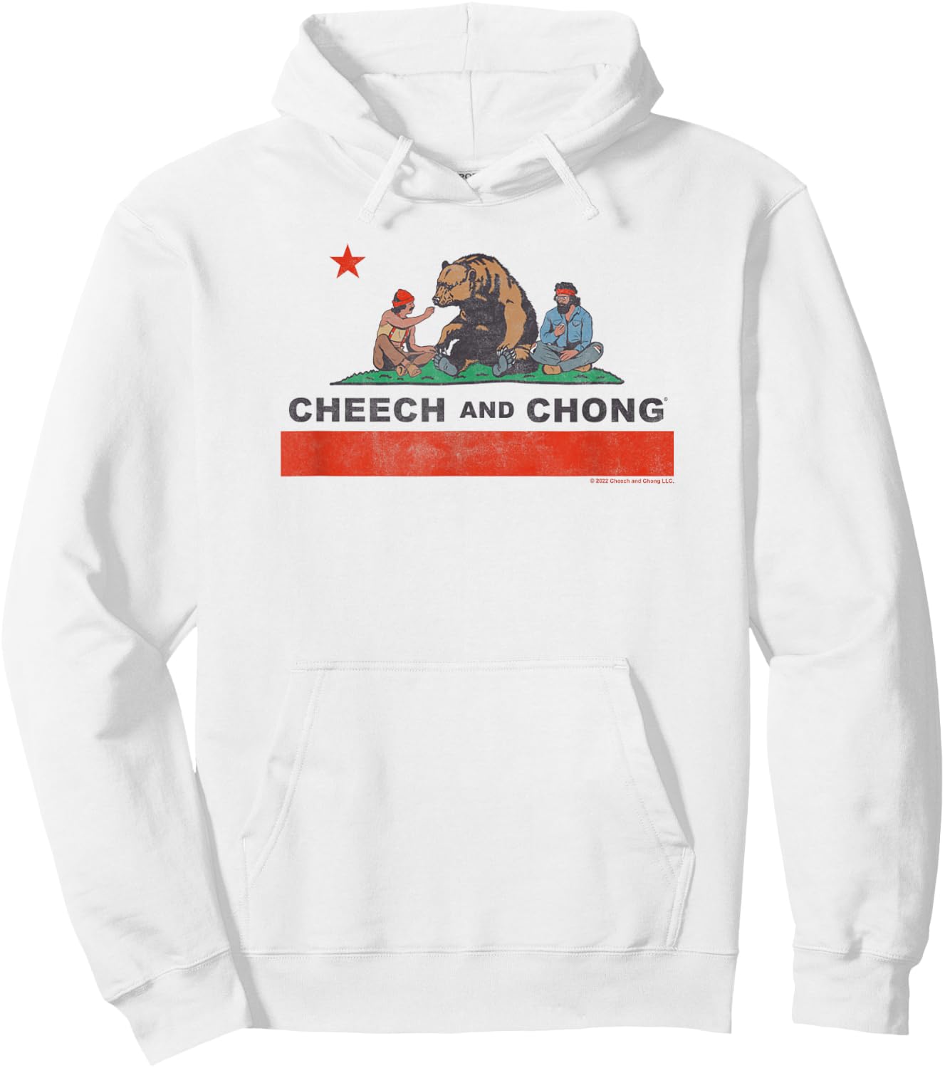 Cheech & Chong Chilling In California Republic Flag V3 Hoodie - Hoodie | White