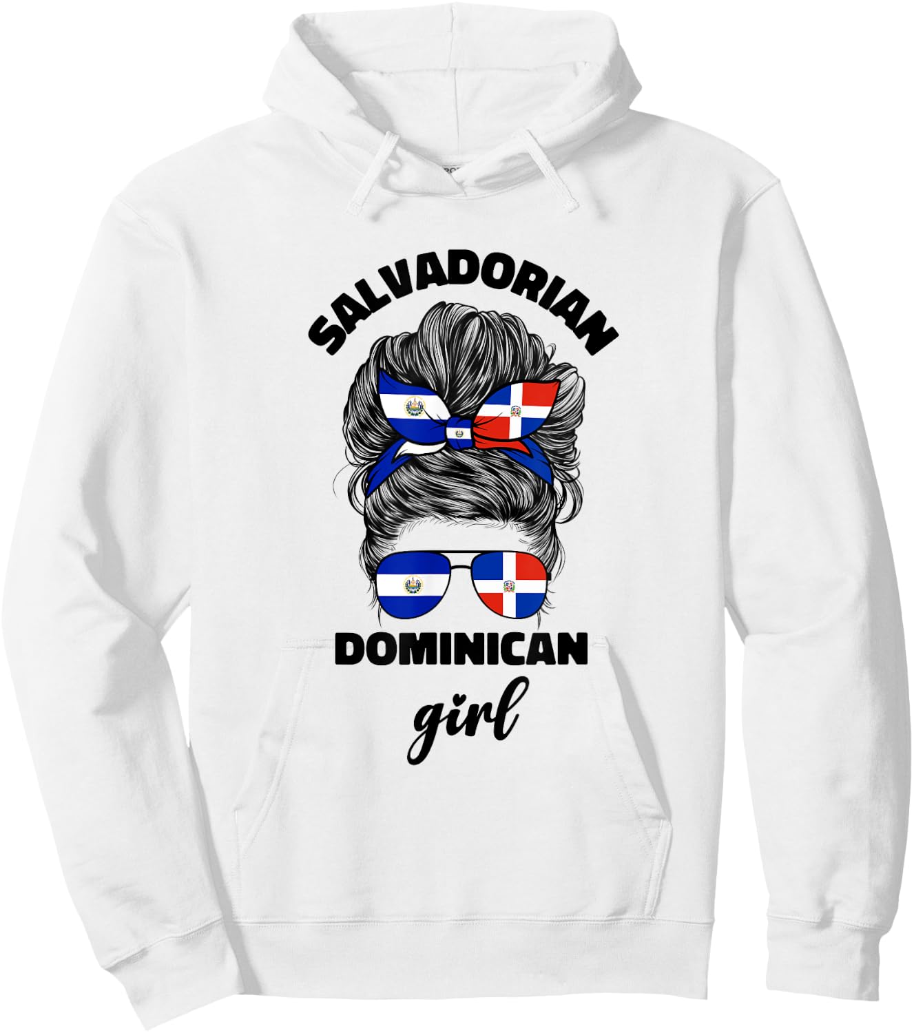 Half Dominican And Salvadorian El Salvador Flag Girl Women Hoodie - Hoodie | White
