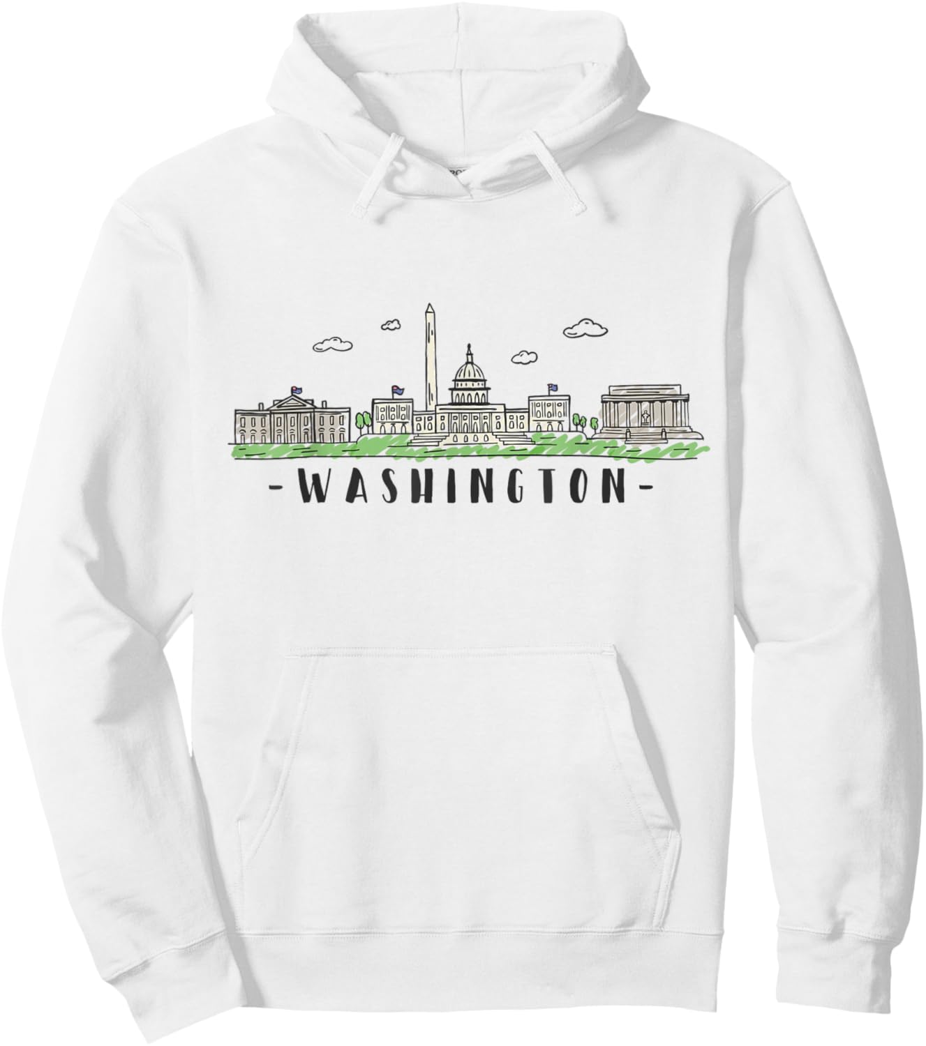 Washington DC Skyline Vintage Hoodie - Hoodie | White