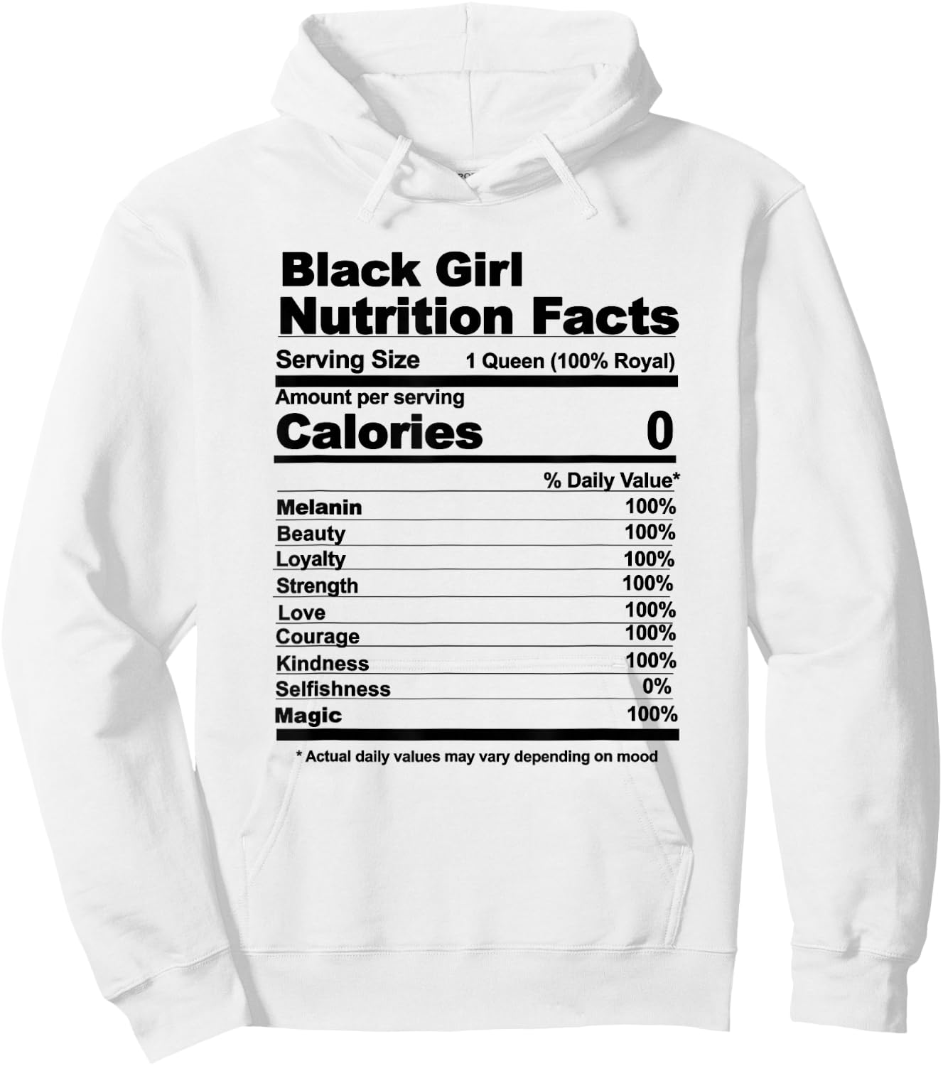 Black Girl Nutritional Facts Black Girl Nutrition Facts Hoodie - Hoodie | White