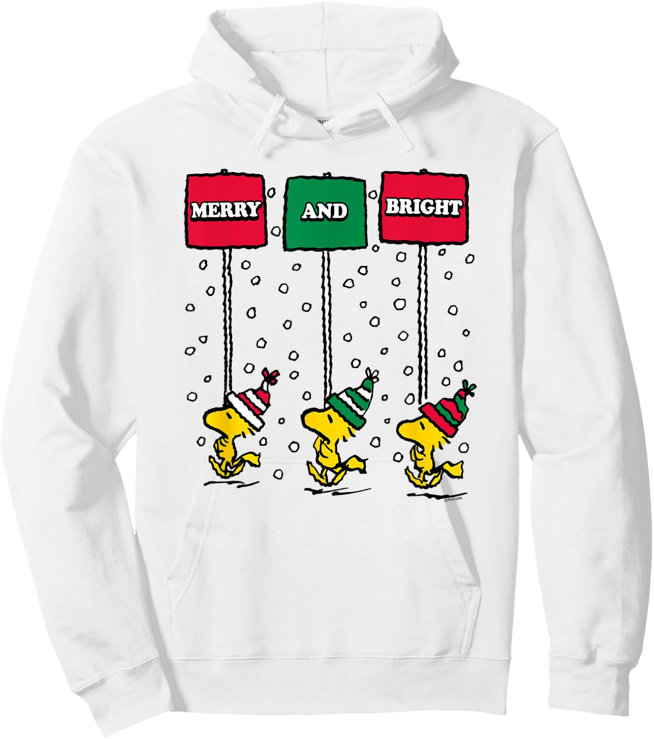 Peanuts - Woodstock Merry Christmas And Bright Hoodie - Hoodie | White