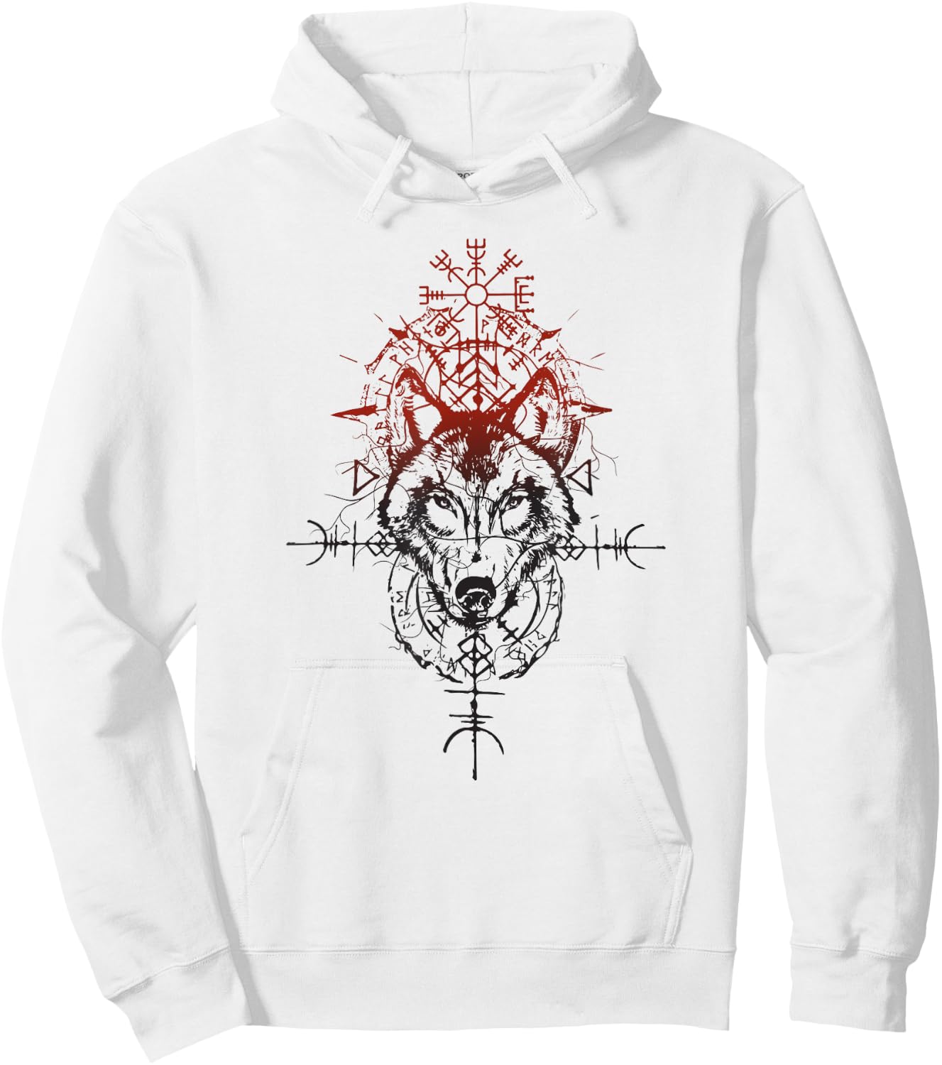 Walhalla Wolf Odin Runes Symbols Nordic Compass Viking Hoodie - Hoodie | White