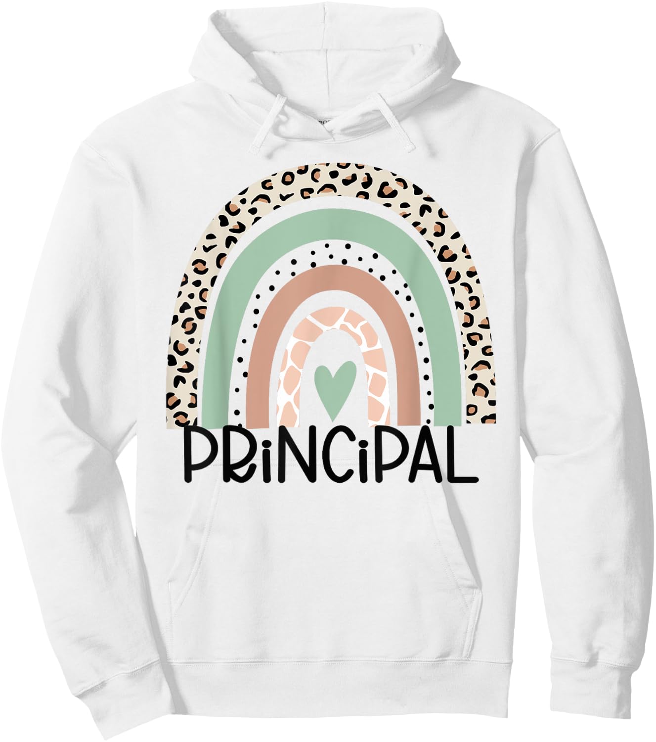 Principal Rainbow Leopard Funny Principal Appreciation Hoodie - Hoodie | White