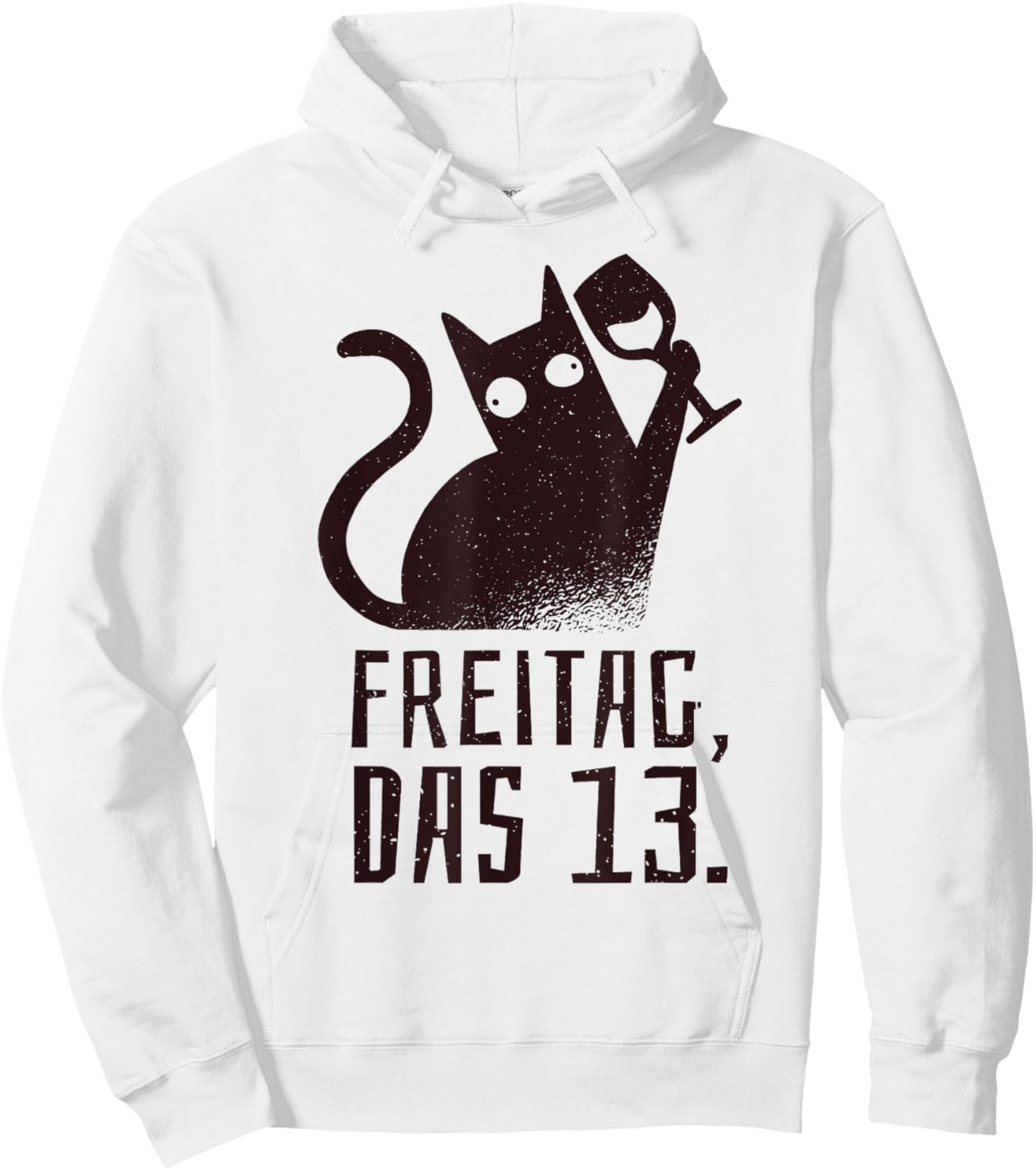 Friday the 13th Cat with Wine Saying for Wine Drinkers Hoodie - Hoodie | White