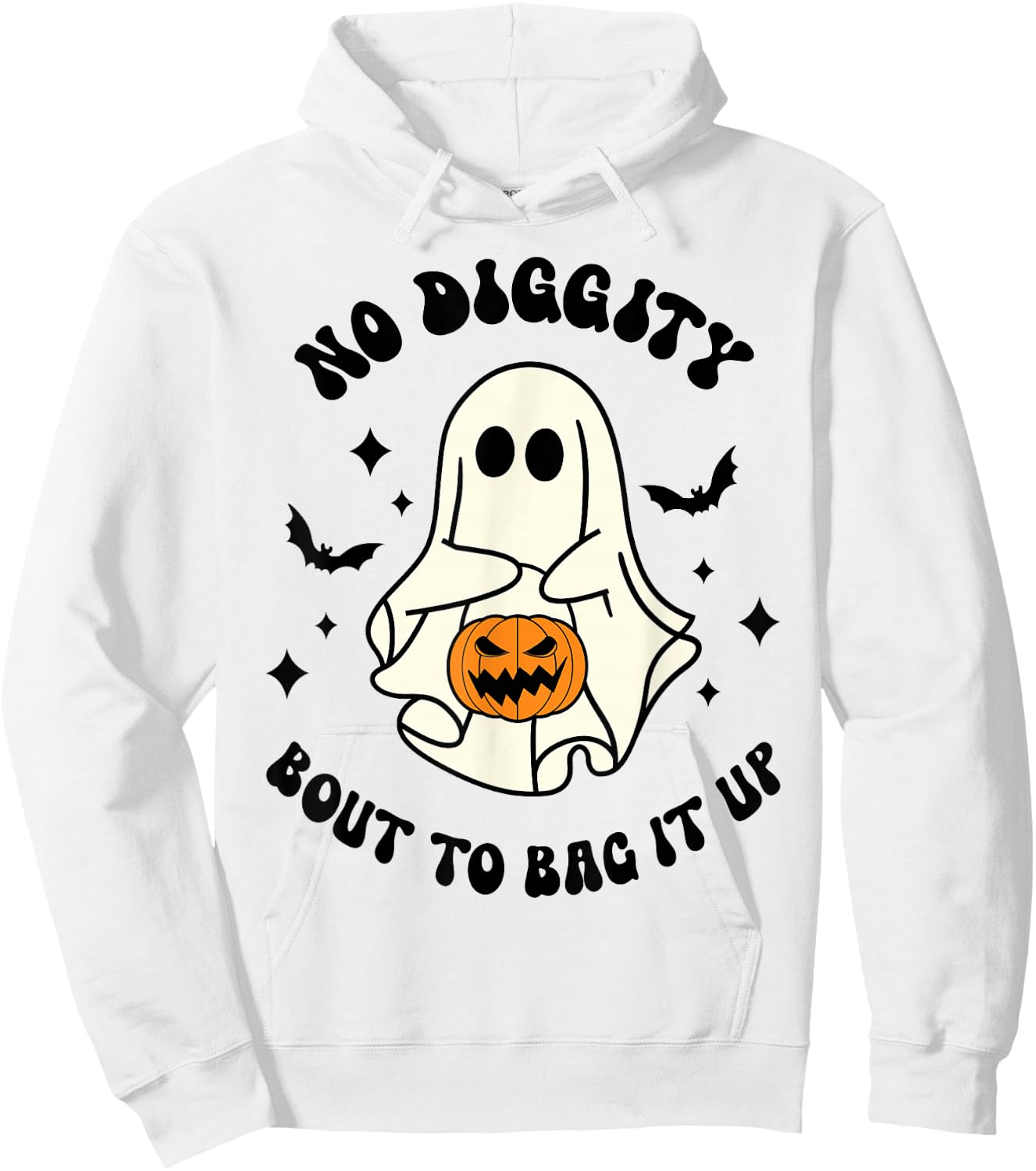Halloween Ghost No Diggity Bout To Bag It Up Funny Hoodie - Hoodie | White