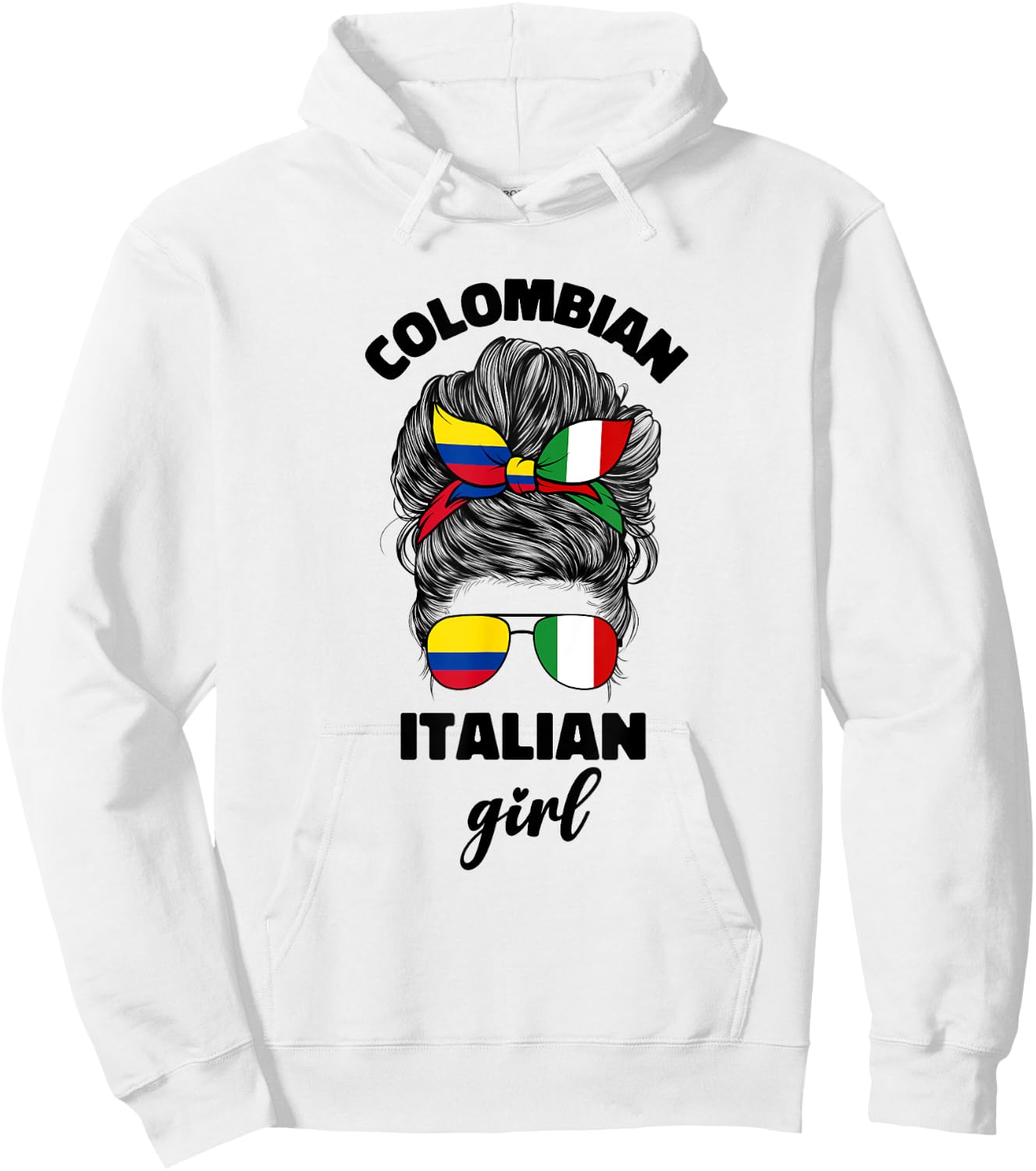 Half Italian And Colombian Colombia Italy Flag Girl Women Hoodie - Hoodie | White
