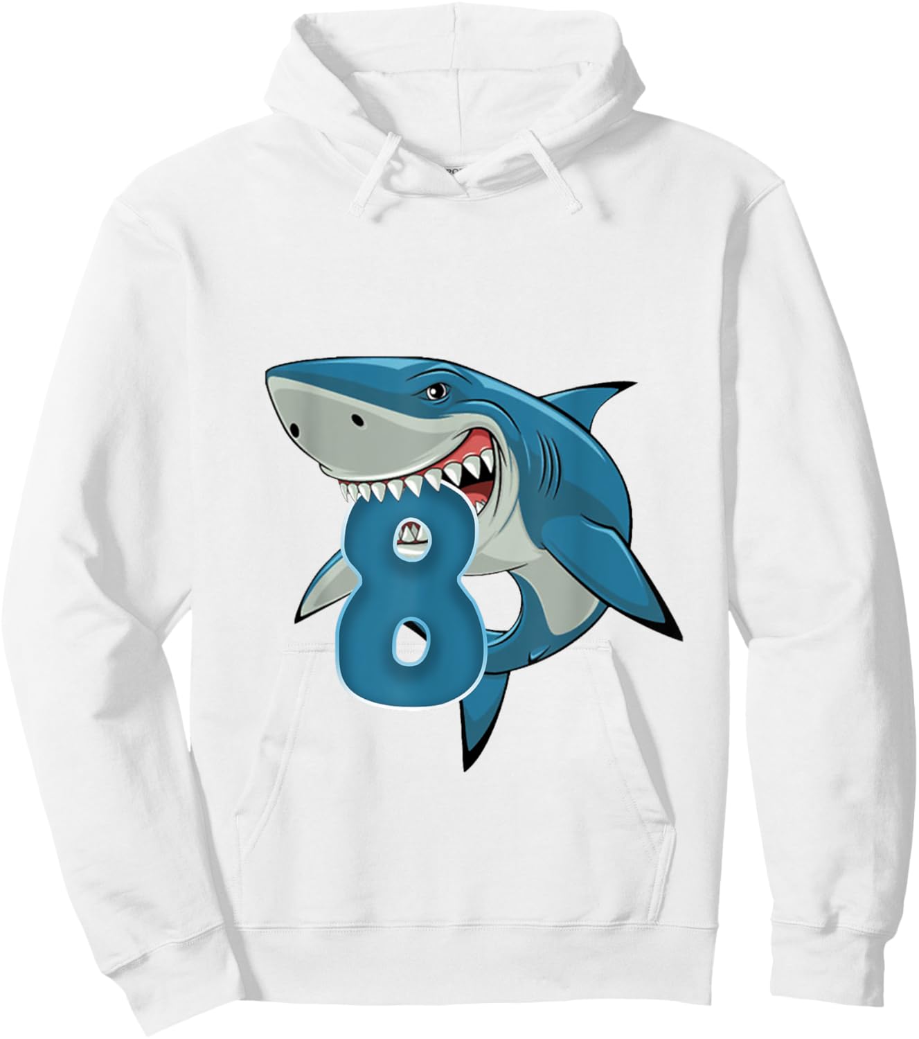 Boy 8th Birthday Shark 8 Year Old Birthday Shark Theme Party Hoodie - Hoodie | White