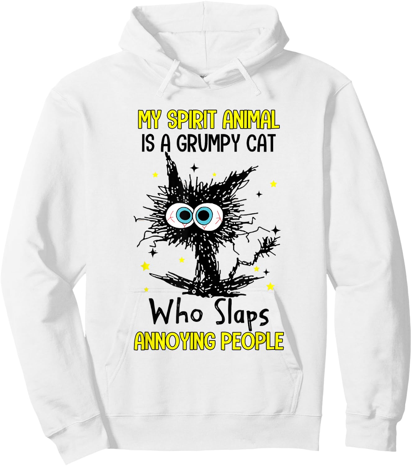 Vintage My Spirit Animal Is A Grumpy Funny Cat Hoodie - Hoodie | White