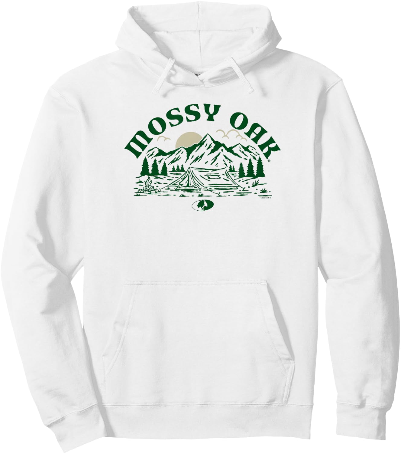 Mossy Oak Camping Retro Mountain Landscape Logo Hoodie - Hoodie | White