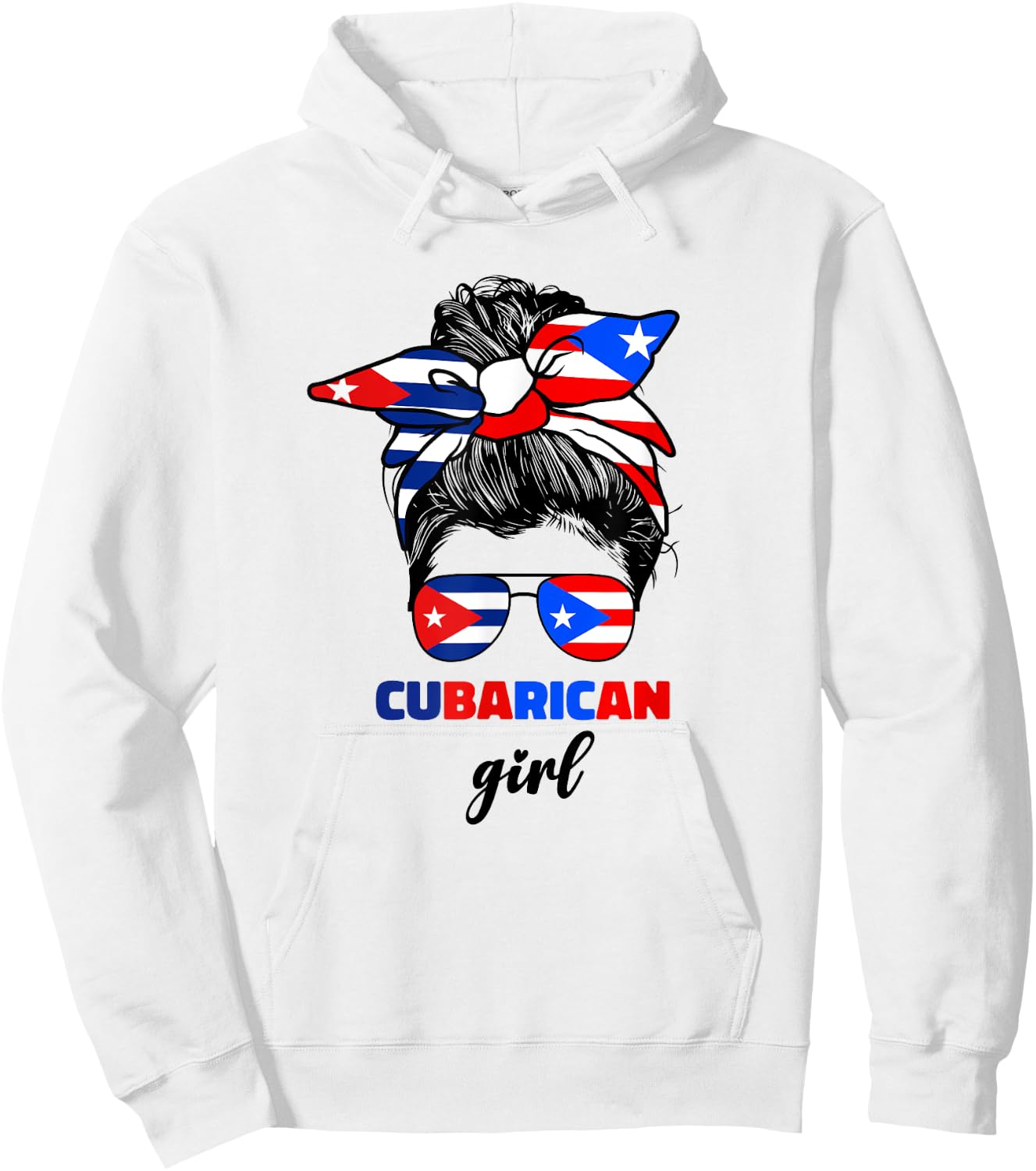 Half Cuban And Puerto Rican Rico Cuba Flag Cubarican Girl Hoodie - Hoodie | White