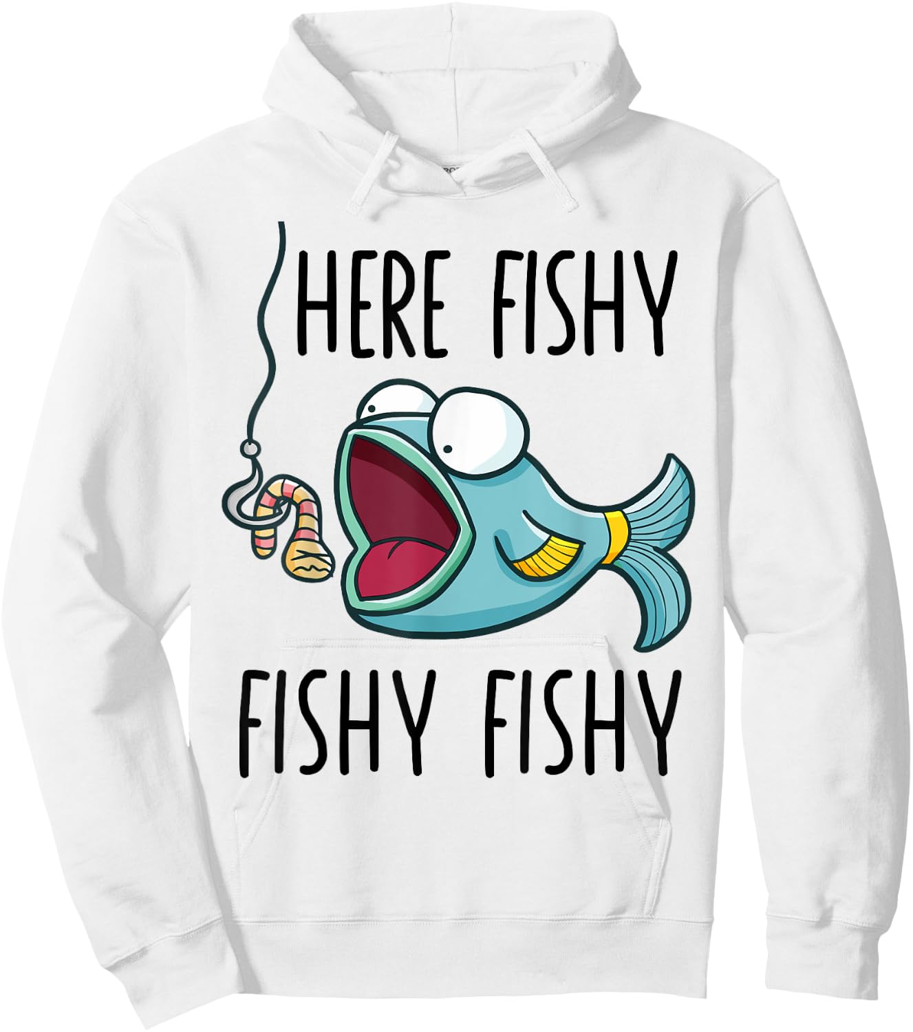 Here-Fishy Shirt Kids Toddler Boys Girls Funny Fishing Hoodie - Hoodie | White