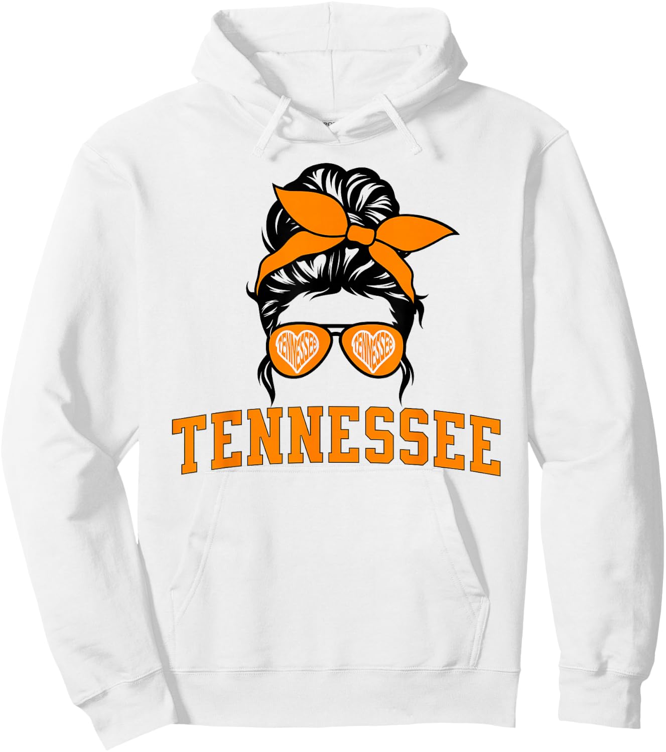 Tennessee State Women's Kids TN Orange Fan Messy Bun Hair Hoodie - Hoodie | White
