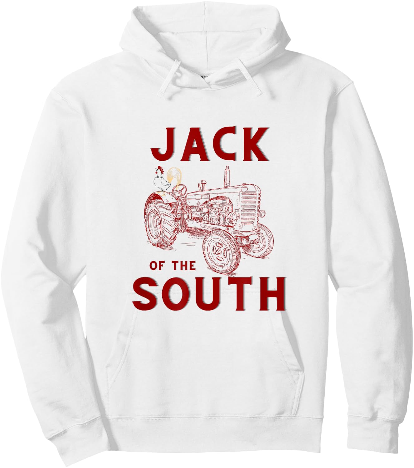 Jack of the South Chicken on Red Tractor Farm Life Hoodie - Hoodie | White