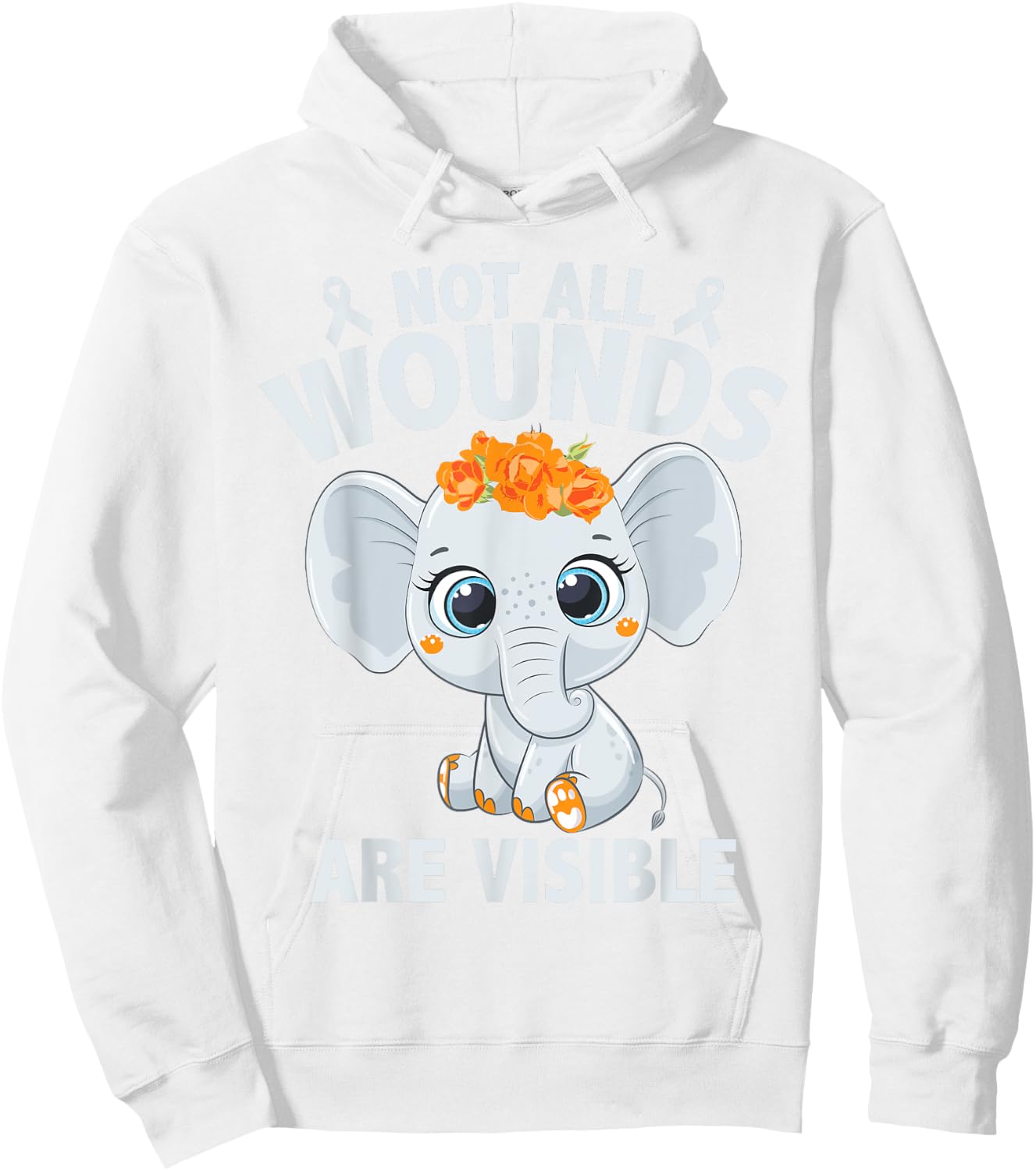 Cute Multiple Sclerosis Awareness MS Elephant Hoodie - Hoodie | White