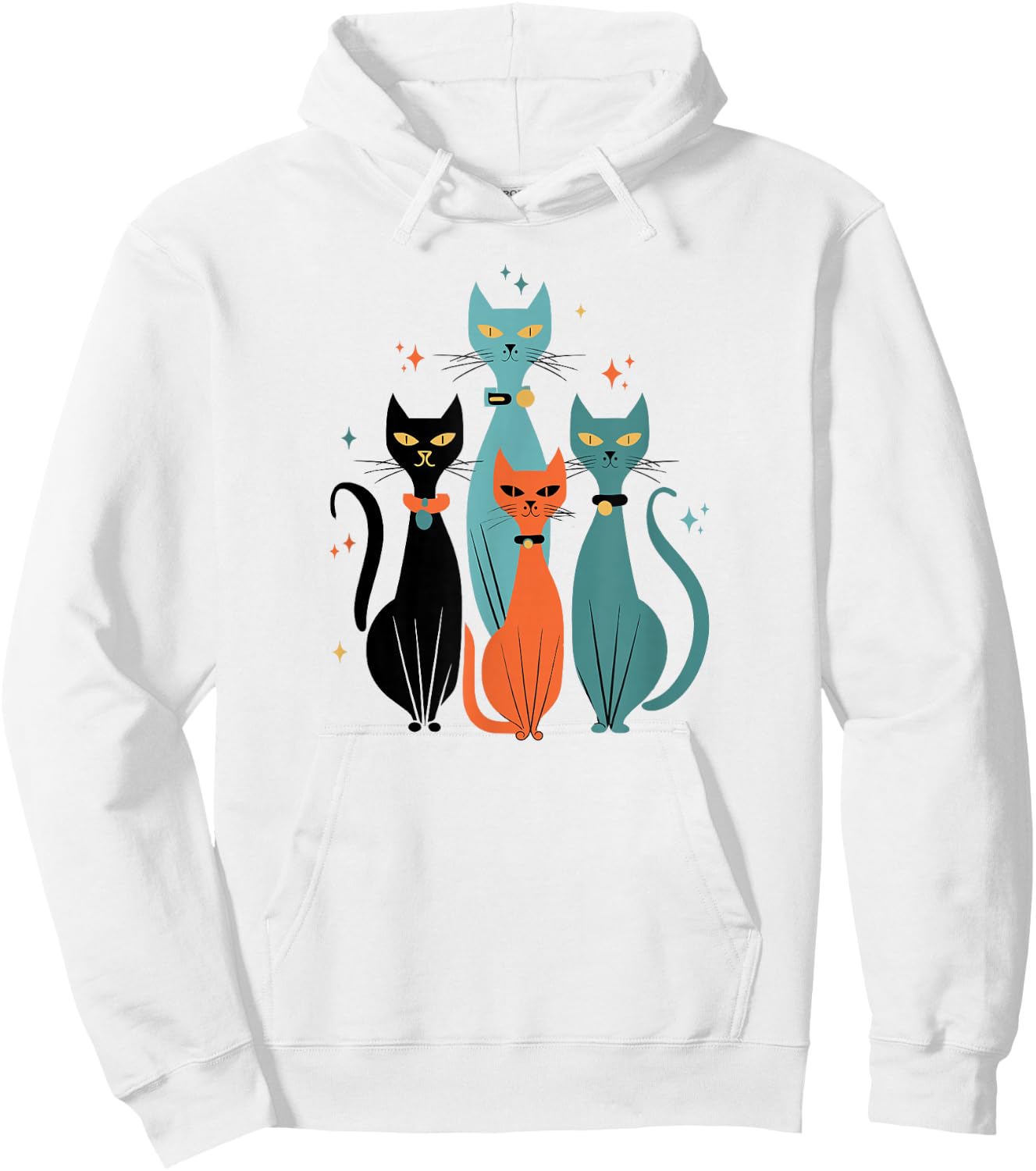 Retro Cats Midcentury Mid Century Age 50s 60s Space Hoodie - Hoodie | White