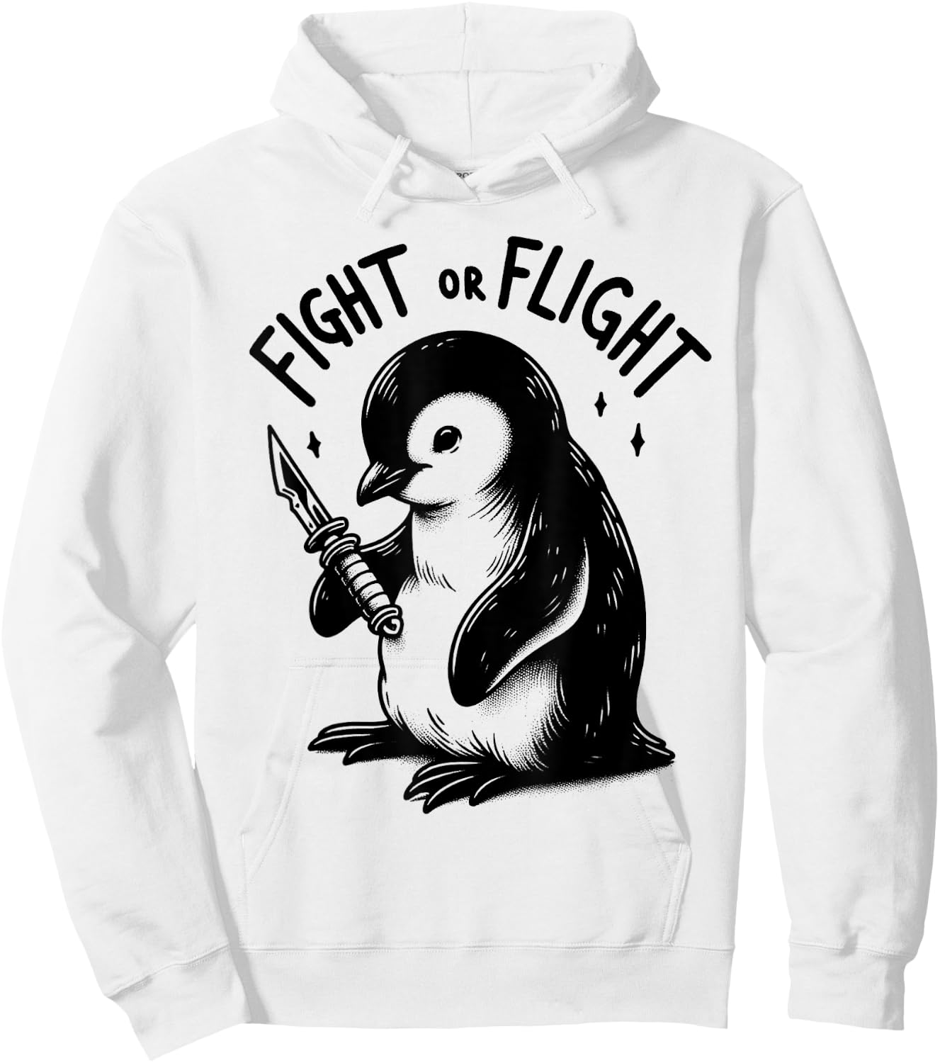 Fight or Flight Penguin Pun Funny Meme Penguin Lover Hoodie - Hoodie | White