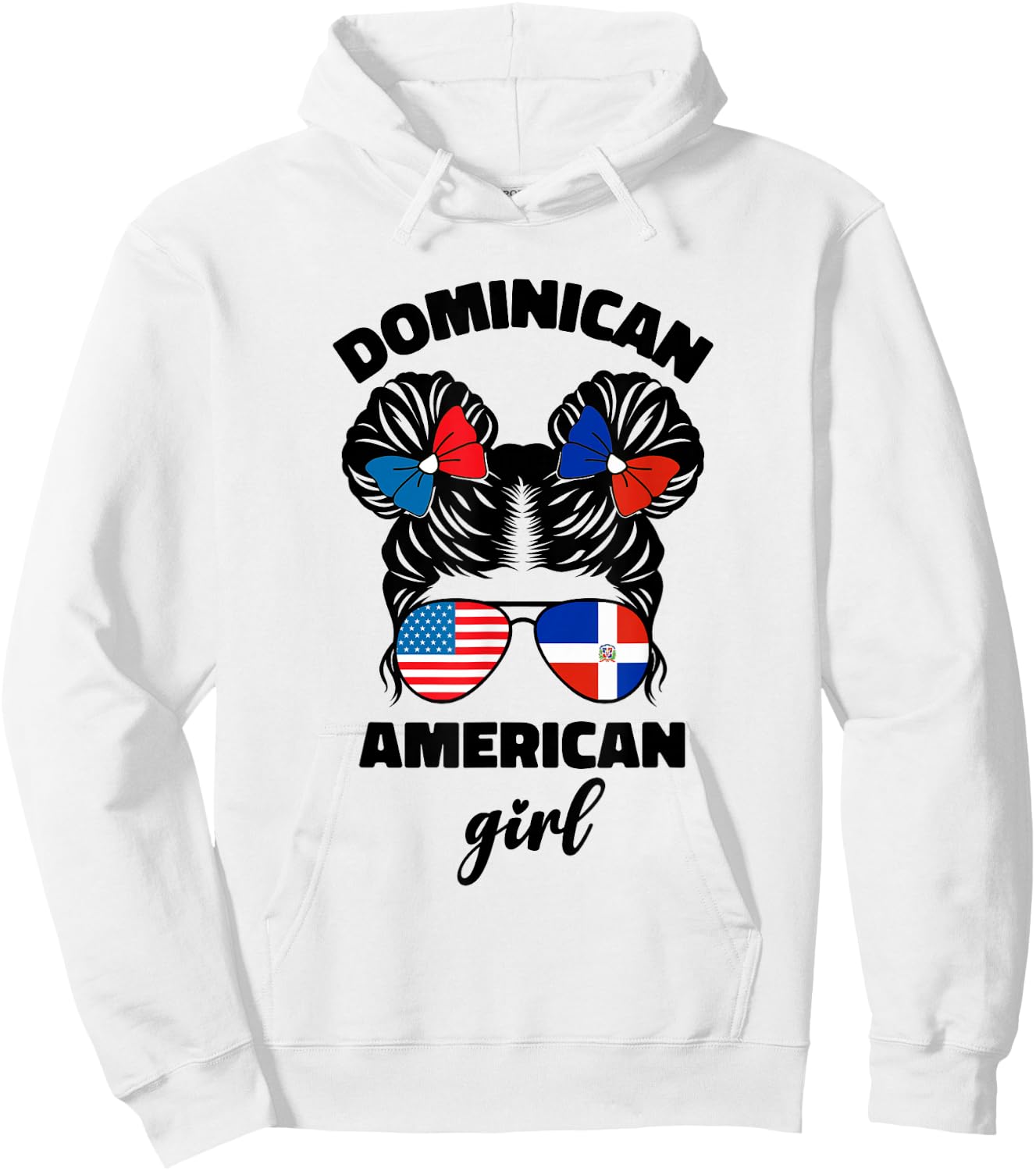 Half Dominican and American Dominicana USA Flag Kids Girl Hoodie - Hoodie | White