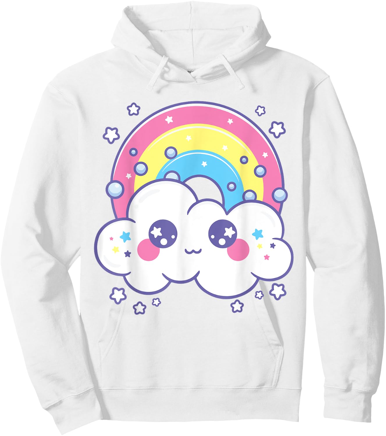 Kidcore Aesthetic Kawaii Pastel Rainbow Cloud Alt Clothing Hoodie - Hoodie | White