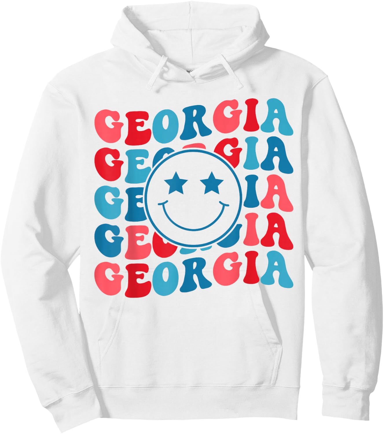 Retro Groovy Georgia Girl Georgia Proud American Flag Hoodie - Hoodie | White