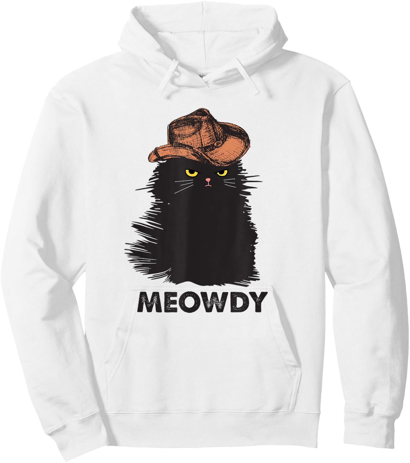 Meowdy Black cat shirts for girls, Meow and Howdy Meow Cat Hoodie - Hoodie | White