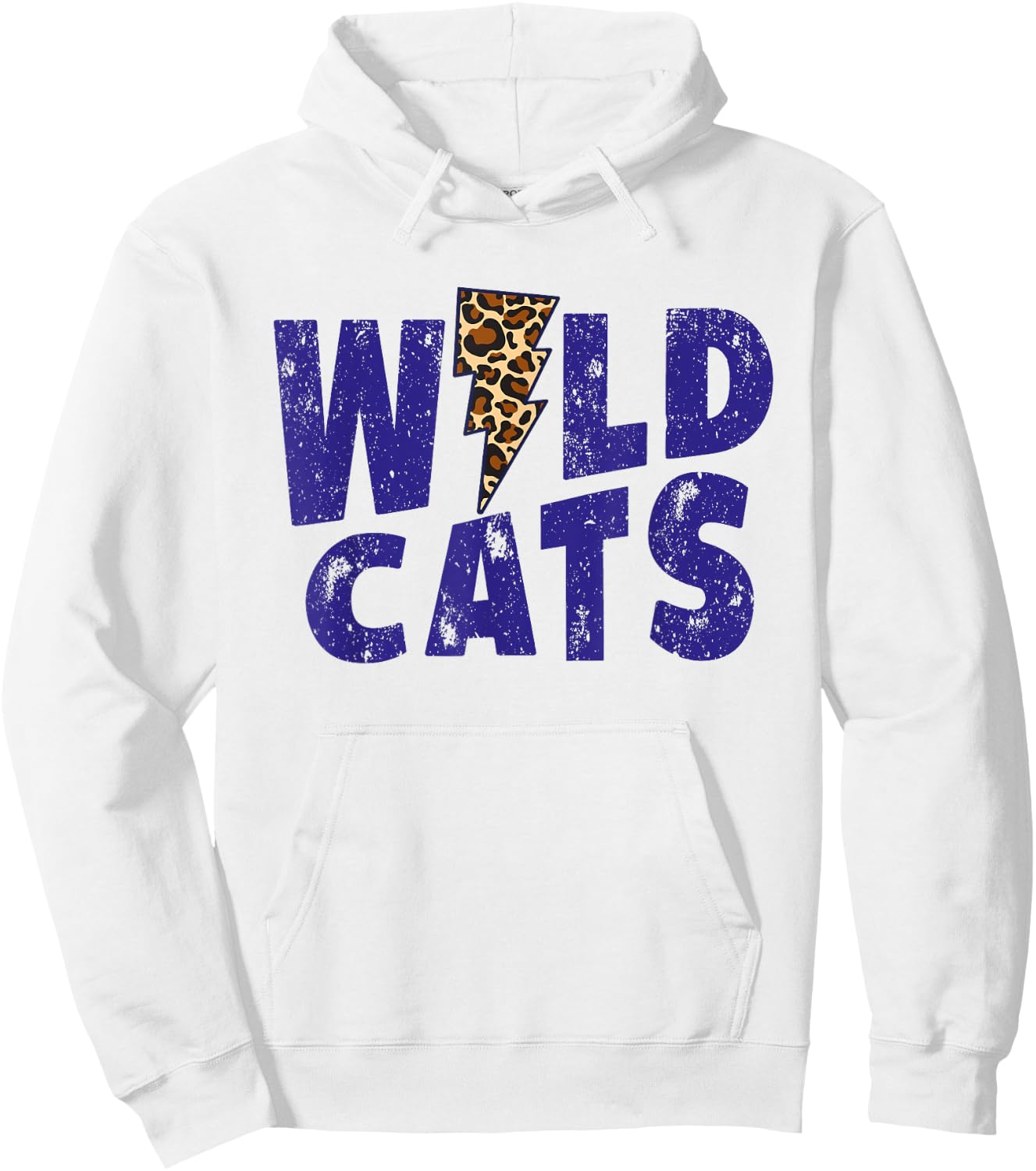 Wildcats Leopard Print Lightning Sign Cheetah Distressed Hoodie - Hoodie | White