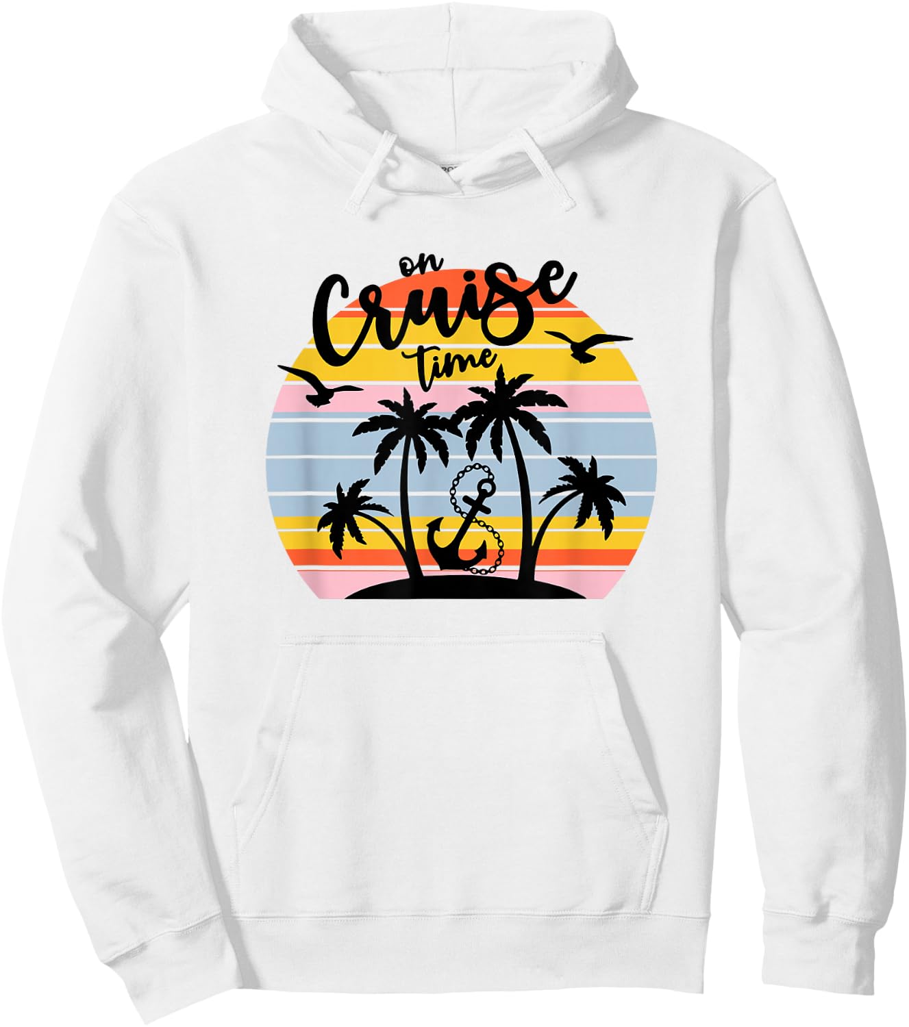 Retro On Cruise Time Summer Vacation Outfits Men Hoodie - Hoodie | White