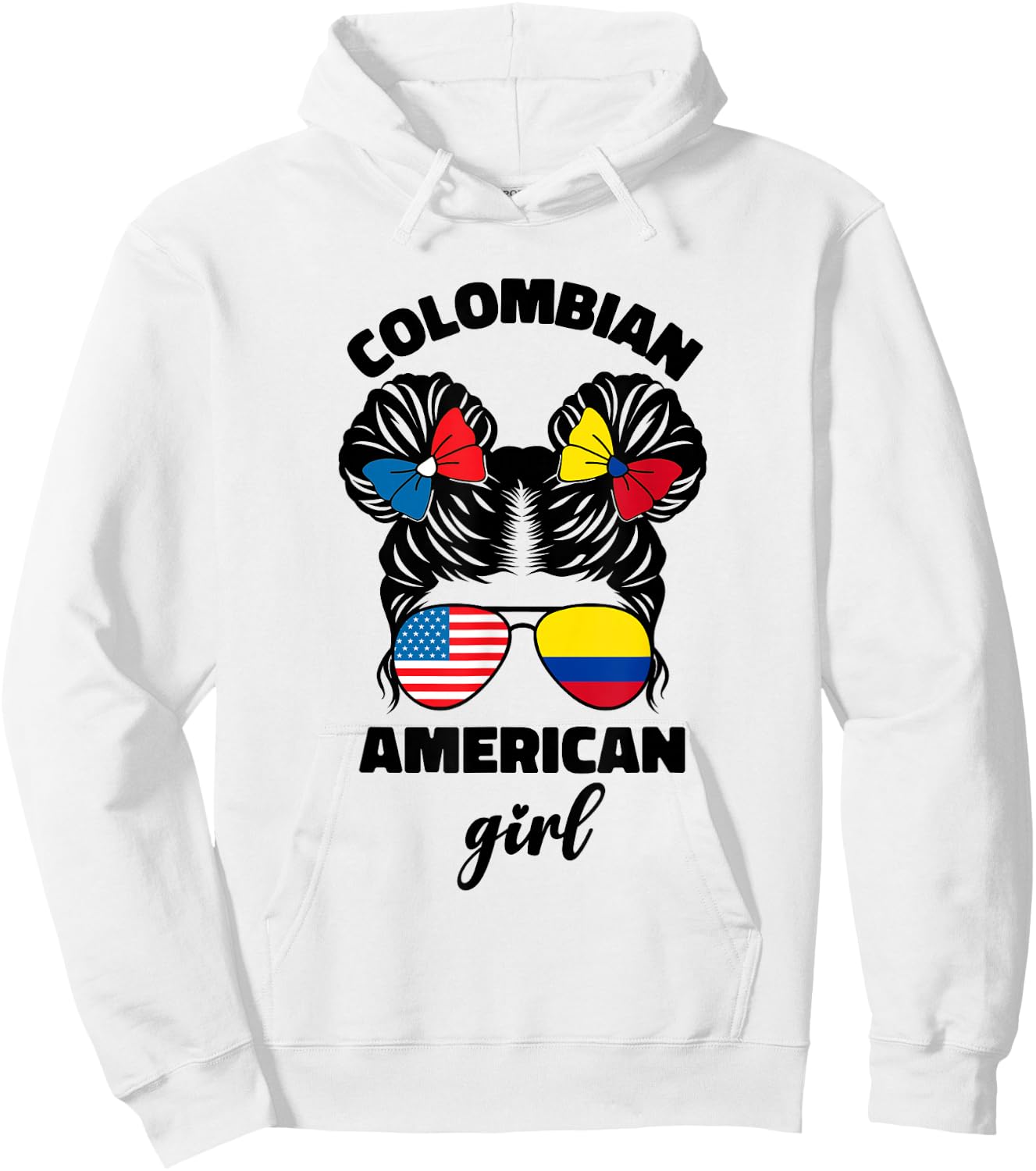 Half American and Colombian USA Colombia Flag Kids Girls Hoodie - Hoodie | White