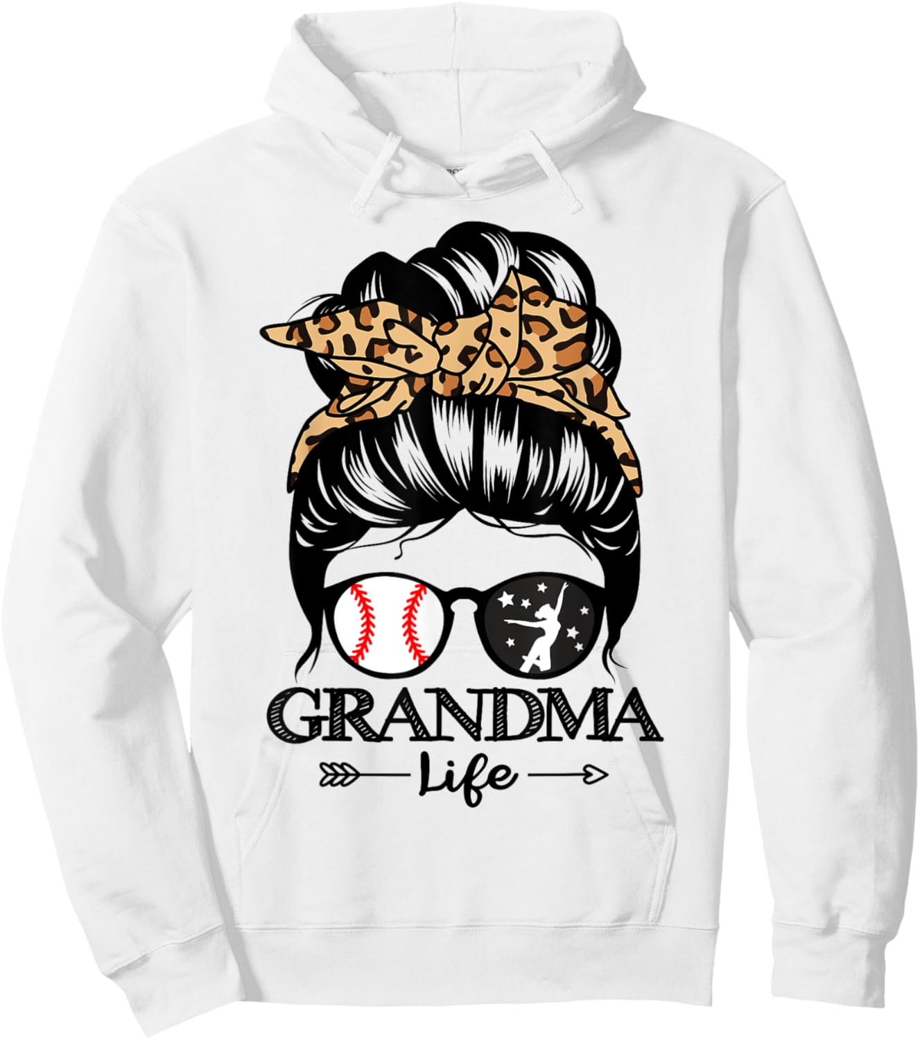 Grandma Life Messy Bun Hair Funny Baseball Dance Grandma Hoodie - Hoodie | White