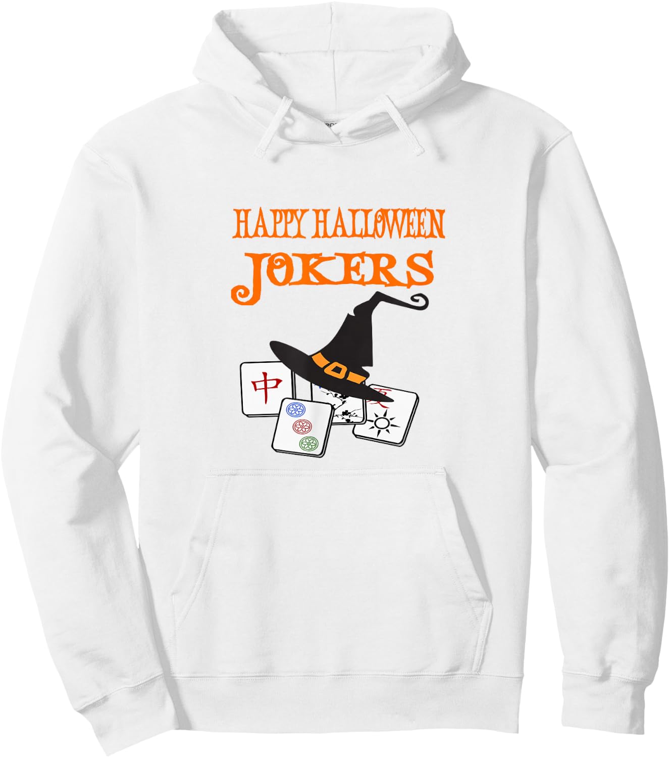 Funny Mahjong Happy Halloween Jokers Tile Game Hoodie - Hoodie | White