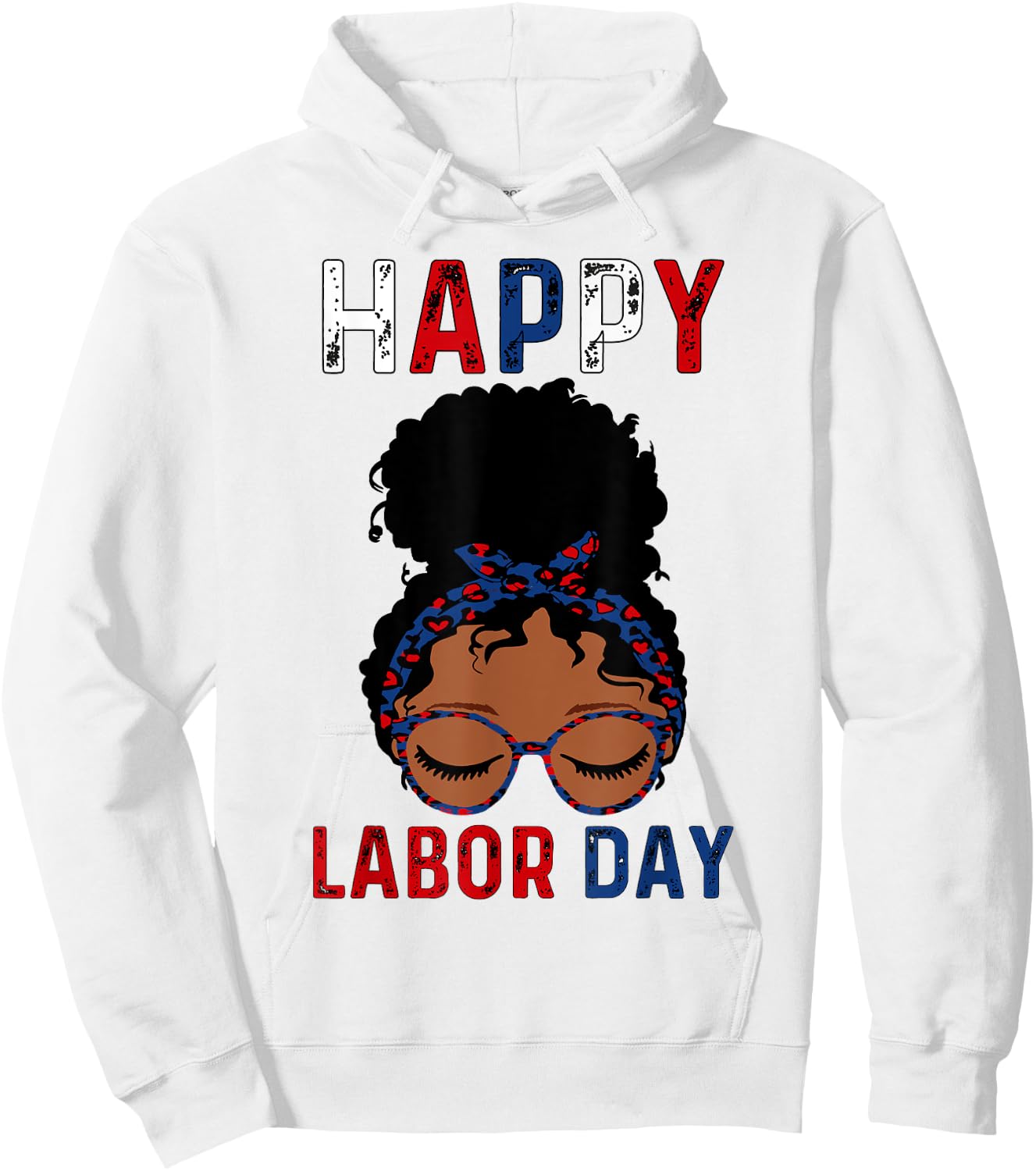 Happy Labor Day Happy Vintage Labor day Messy Bun Hoodie - Hoodie | White