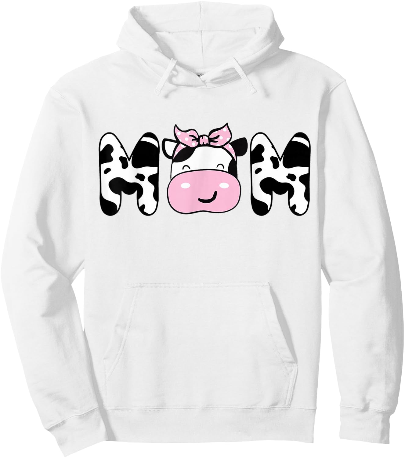 Mom of The Birthday Girl Funny Cow Mom Mama Bday Matching Hoodie - Hoodie | White
