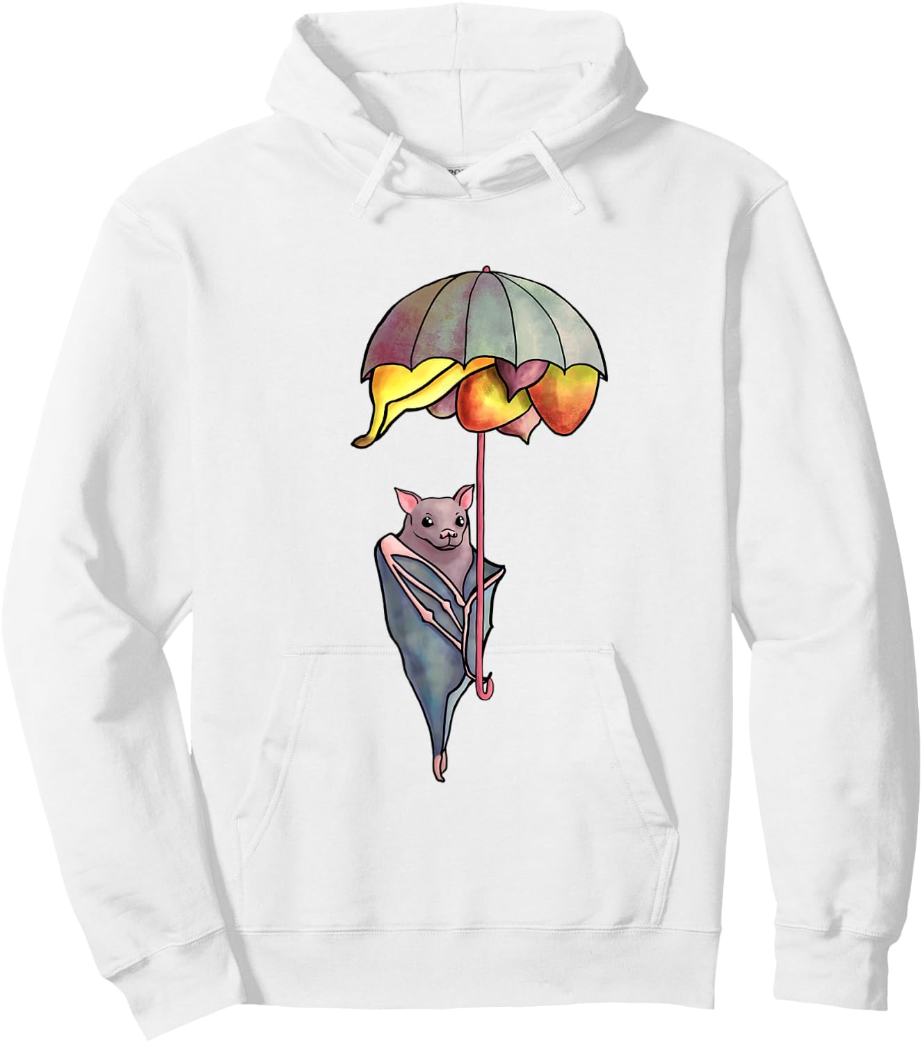 Cute Fruit Bat with Umbrella Fruit Basket Hoodie - Hoodie | White