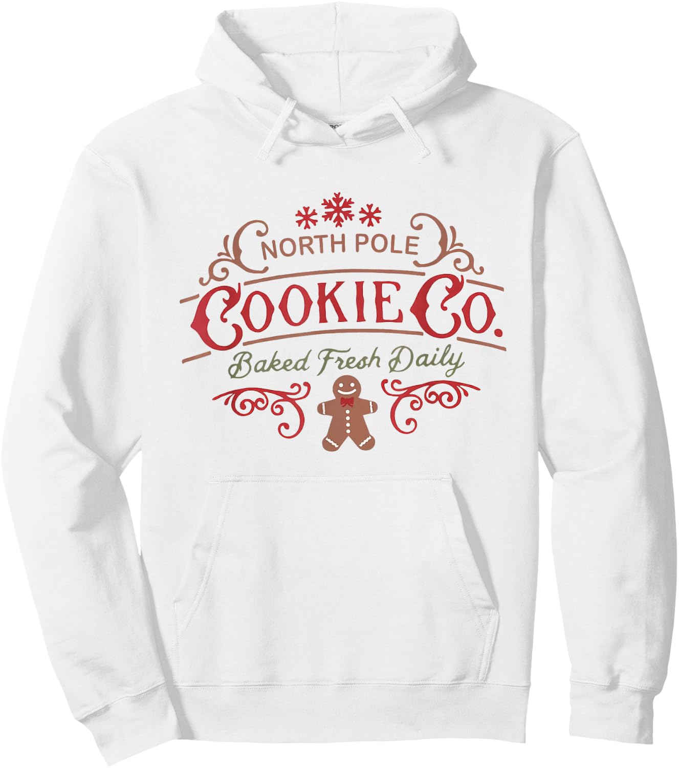 Women Retro Christmas Gingerbread Bakery North Pole Cookie Hoodie - Hoodie | White