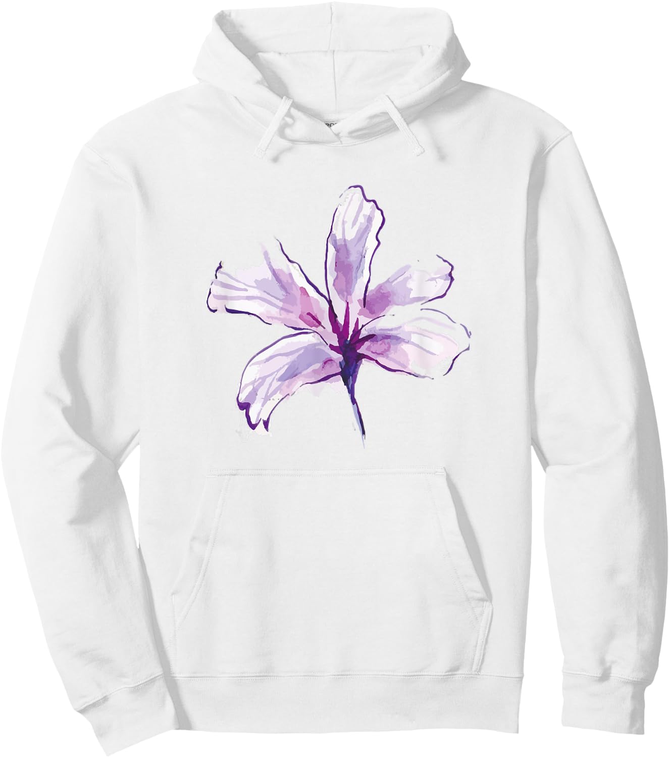 Purple White Watercolor Flower Art Paint Graphic Design Gift Hoodie - Hoodie | White