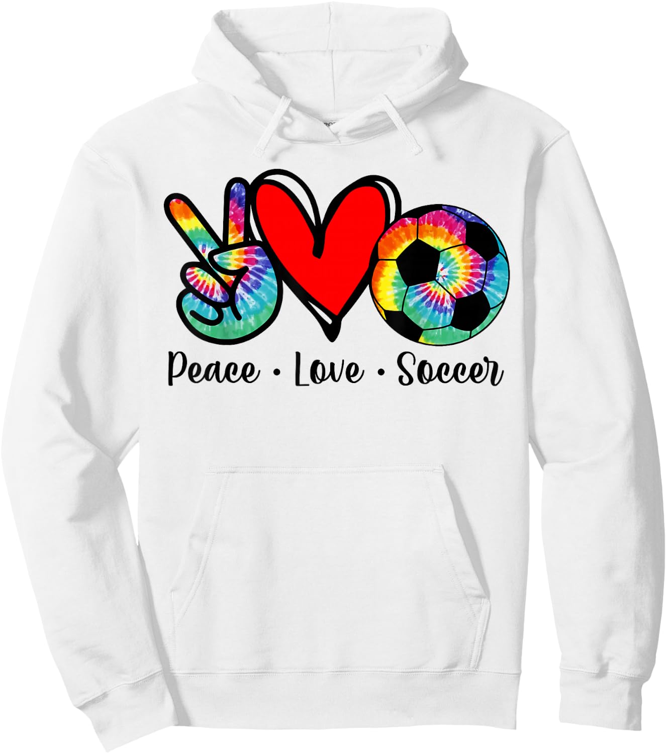 Peace Love Soccer Tie Dye Design Women Teen Girls Toddler Hoodie - Hoodie | White