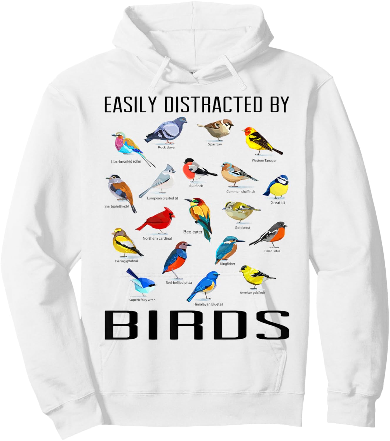 Funny Bird Gifts For Birding Lovers Easily Distracted By Birds / Birdwatching Lover Birdwatcher -Adults Grey Small Hoodie - Hoodie | White