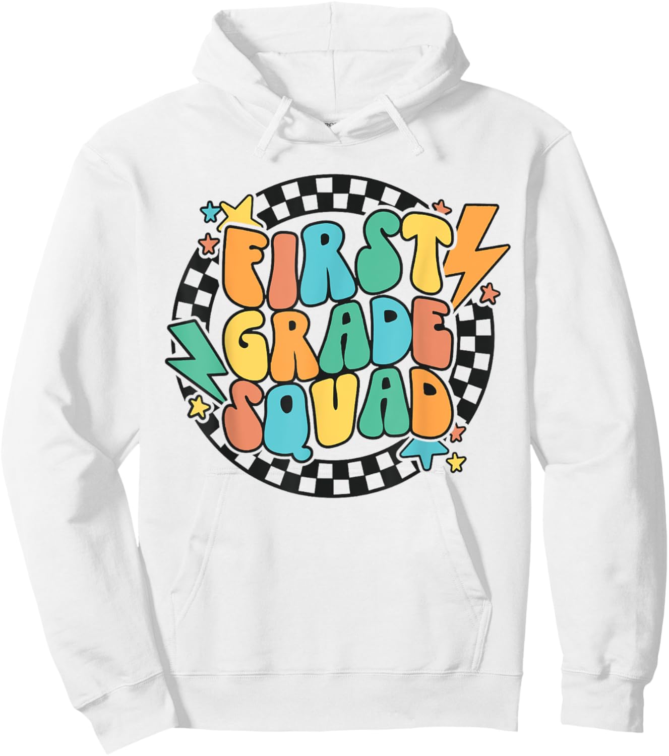 Back To School Groovy Teacher 1st First Grade Crew Squad Hoodie - Hoodie | White