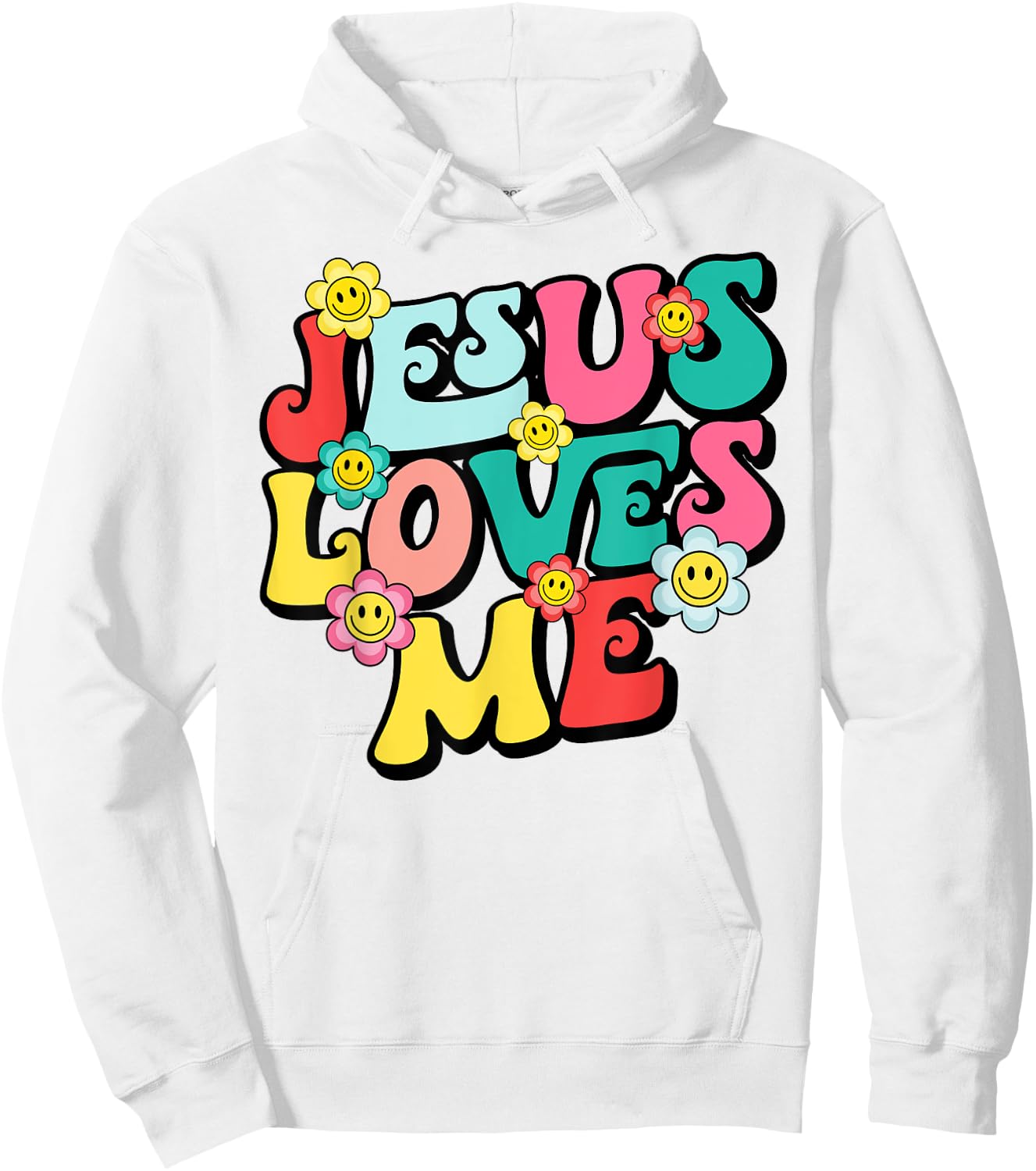 Jesus Loves Me Retro Vintage Groovy Style Men Hoodie - Hoodie | White