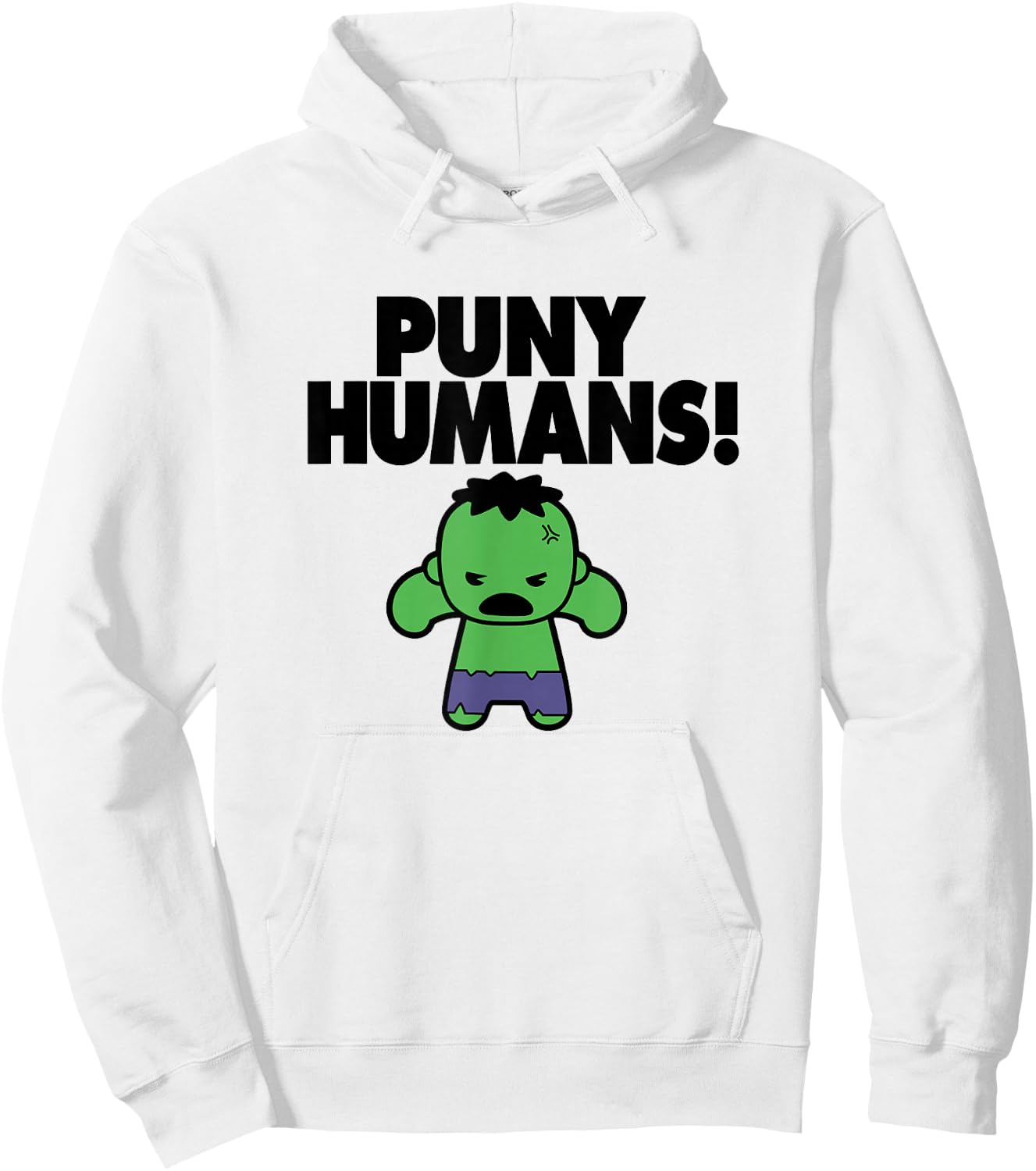 Marvel Kawaii Puny Humans! Angry Chibi Hulk Portrait Hoodie - Hoodie | White