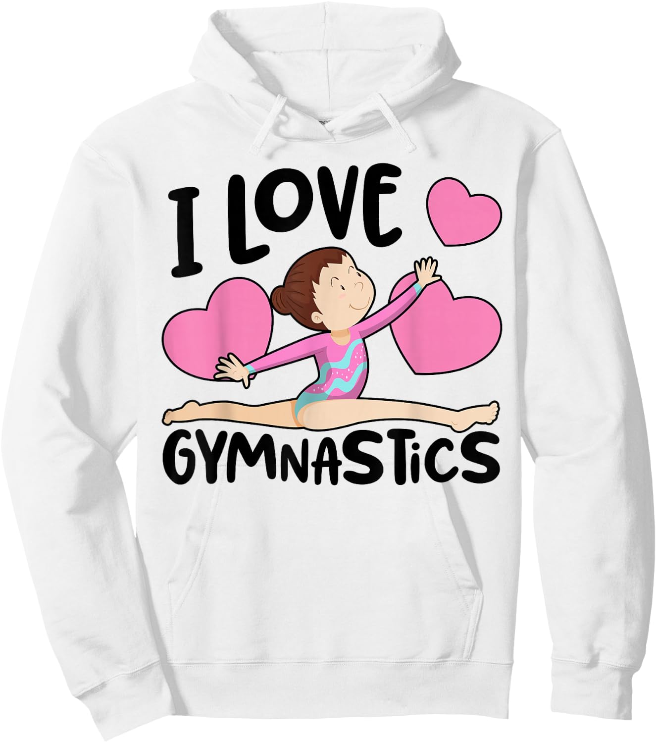 I Love Gymnastics Sports Gymnast Girls Women Cute Heart Hoodie - Hoodie | White