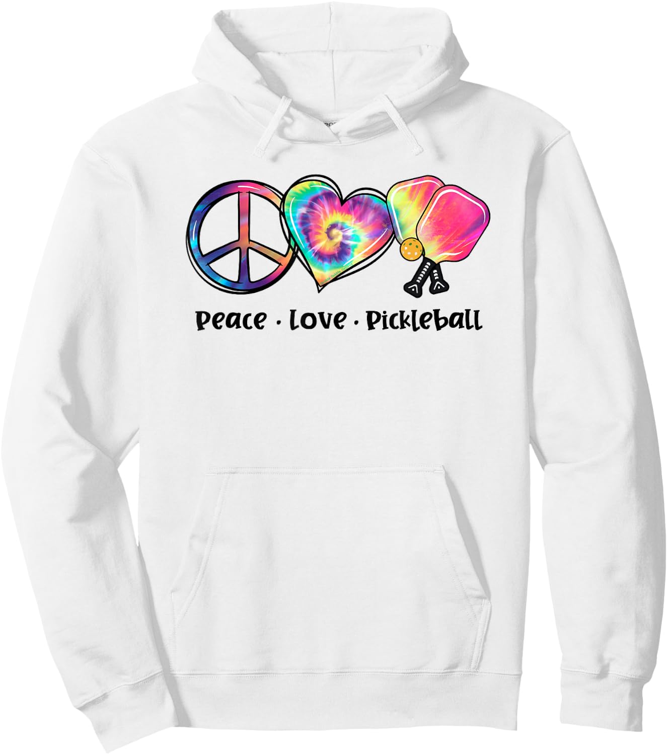 Tie Dye Peace Love Pickleball Lovers Cute Pickleball Hoodie - Hoodie | White
